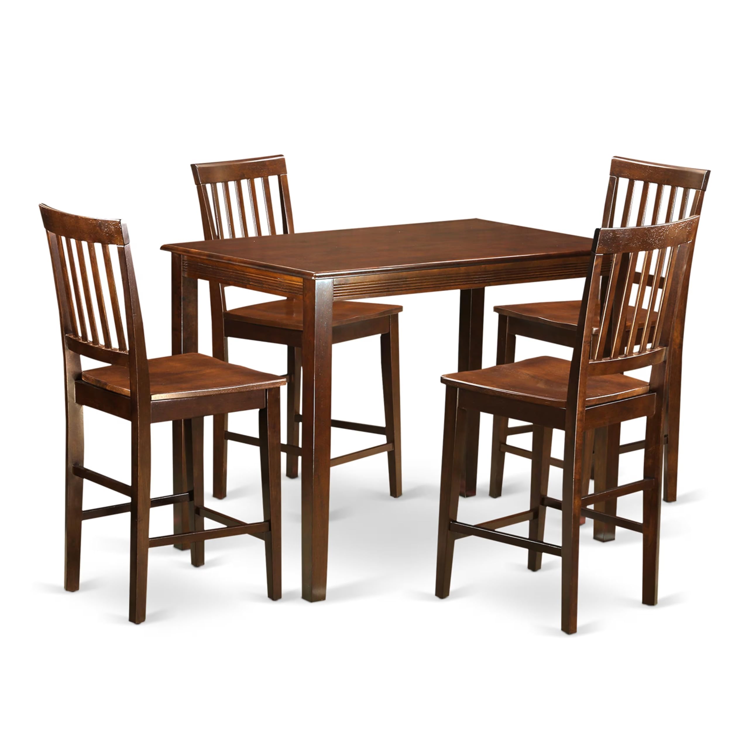 East West Furniture 5-Piece Counter Height Dining Set - Rectangle Dinette Table & 4 Kitchen Chairs, 30x48 Inch, Mahogany - Perfect for Small Kitchens, Breakfast Nooks & Modern Apartments