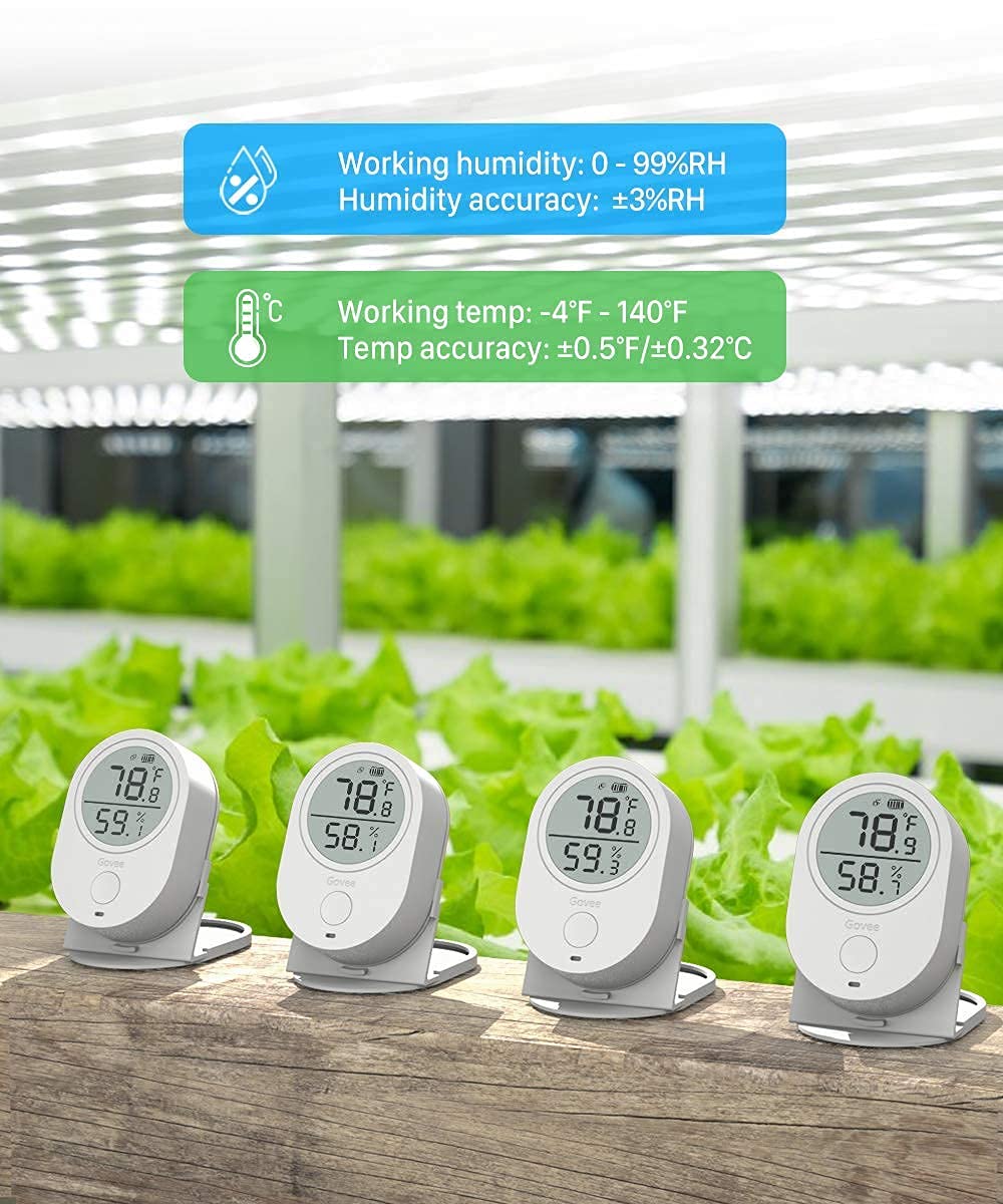 Govee Bluetooth Thermometer Hygrometer - Digital Indoor Temperature Humidity Monitor with APP Alerts, 2-Year Data Storage & Export | Perfect for Home, Greenhouse, Humidor, Nursery, Baby Room & Pet Habitat Monitoring