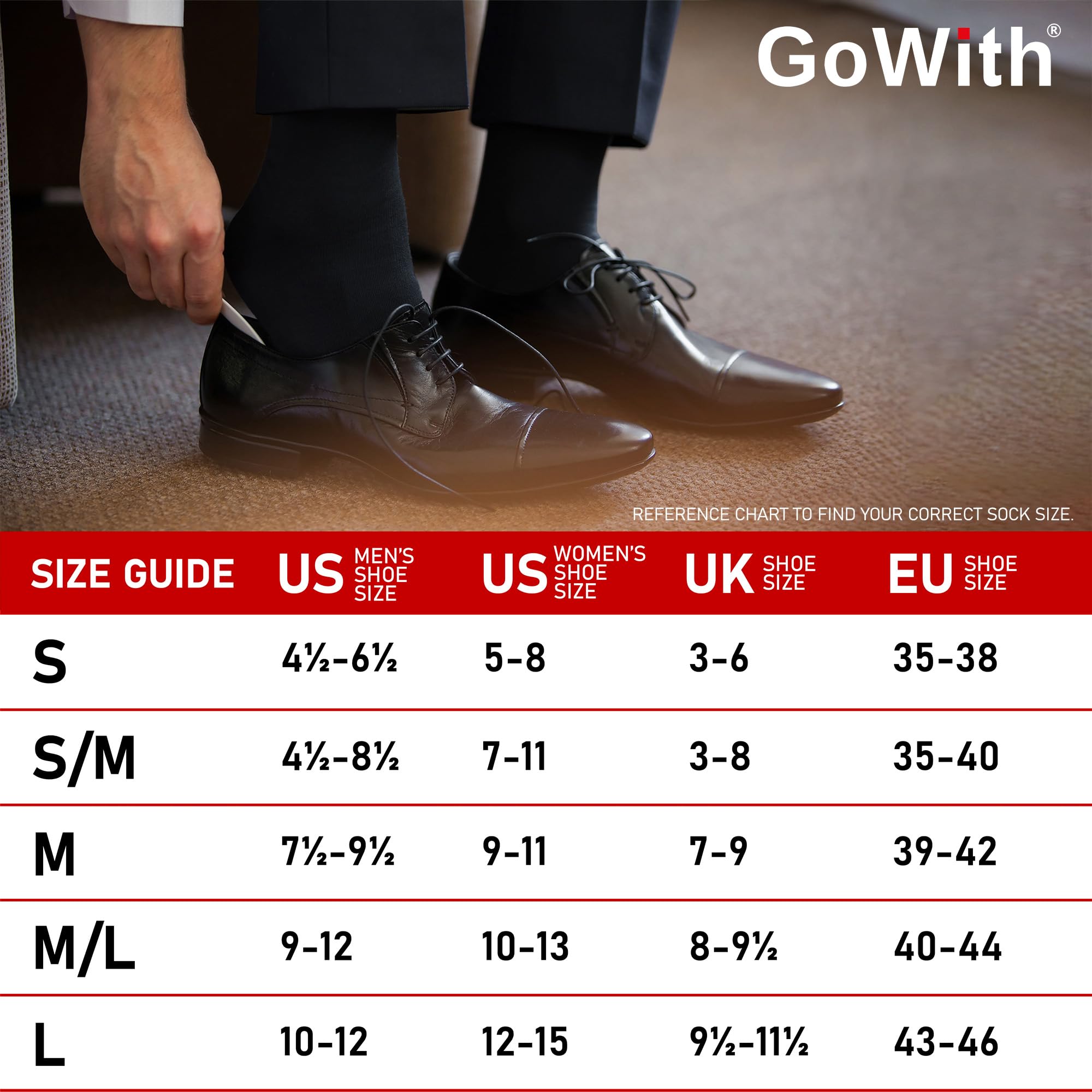 GoWith Men's Thin Cotton Crew Socks - Soft, Comfortable & Breathable Lightweight Dress Socks with Gift Box - Perfect for Office, Business & Formal Occasions