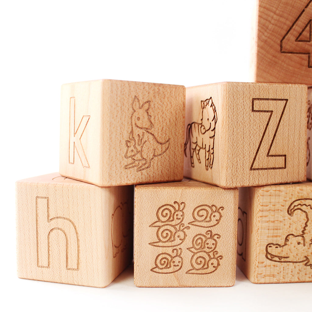 LIMITED EDITION Erica Alphabet Blocks - Wooden Educational Toys for Toddlers, ABC Learning Blocks for Kids - Perfect for Preschool Learning, Baby Shower Gifts & Nursery Decor
