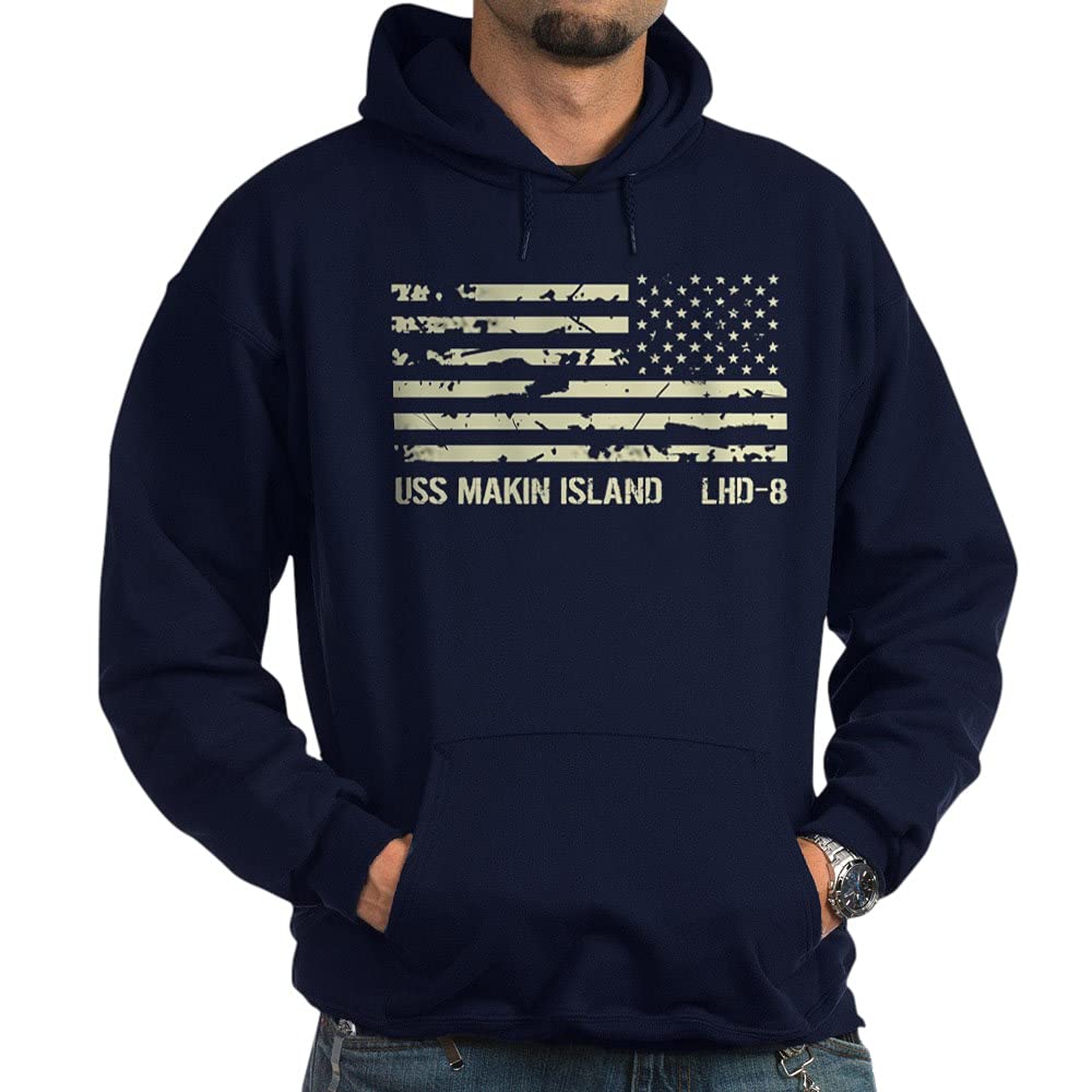 USS Makin Island Hoodie - Dark Navy Blue Pullover Sweatshirt for Men & Women | Military Apparel, Navy Veteran Gifts, Casual Wear & Outdoor Activities