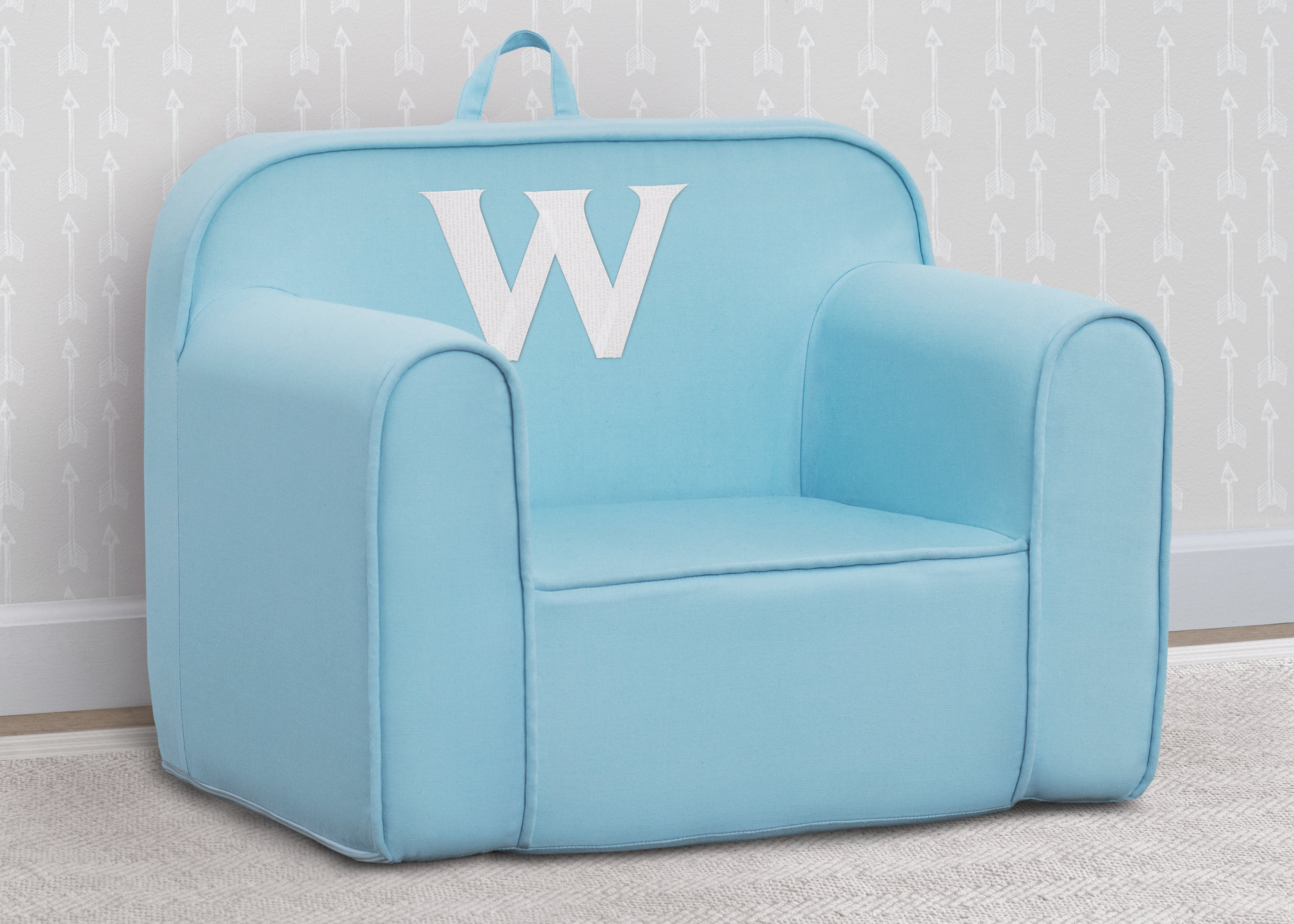 Personalized Monogram Light Blue Cozee Chair - Custom Plush Recliner for Living Room, Nursery & Office - Cozy Reading & Relaxation Seat