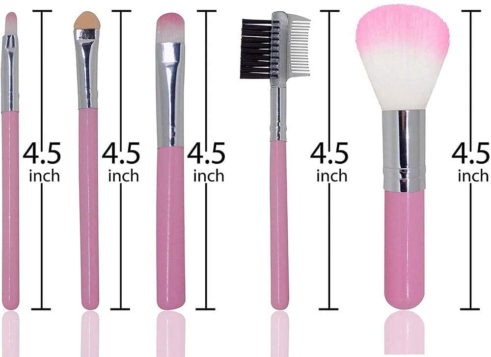 Jiya Cosmetics 5-Piece Pink Makeup Brush Set for Women & Girls - Soft Bristles, Professional Makeup Application - Perfect for Everyday Use, Travel & Gift Giving
