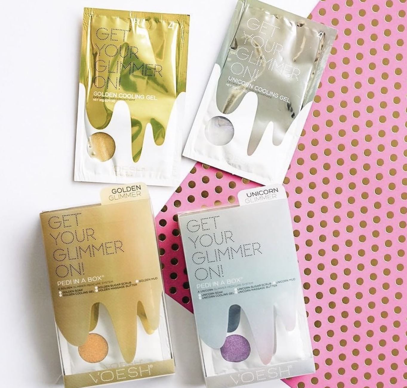 Voesh Spa Pedi in a Box - Unicorn Peach Glimmer At-Home Pedicure Kit for Soft Feet | Perfect for Self-Care, Gifts & Relaxation