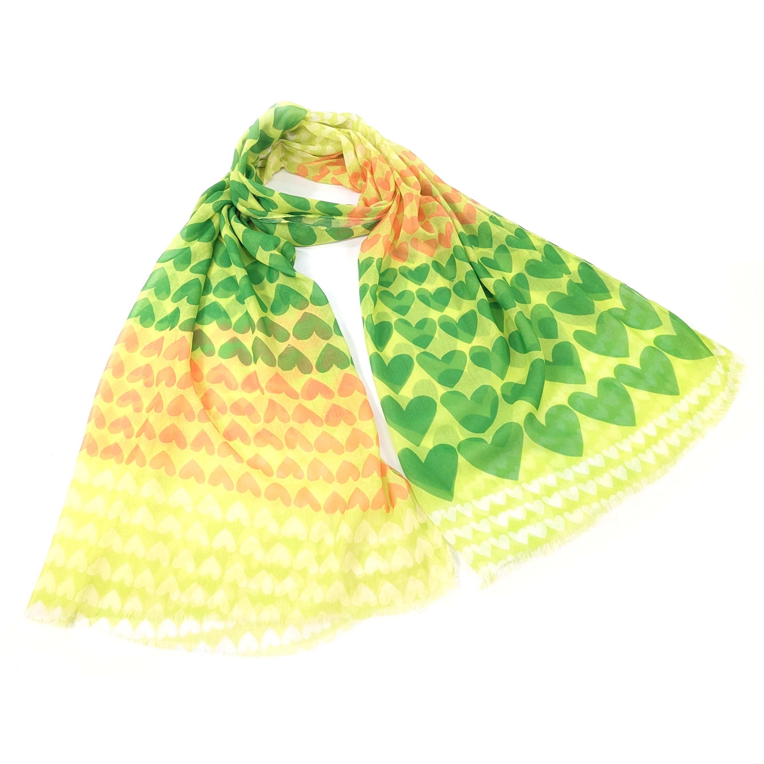 Gradient Heart Scarf - Soft & Stylish Lemon Grass Color (50x180cm) - Perfect for Winter Fashion, Gift Giving & Outdoor Activities