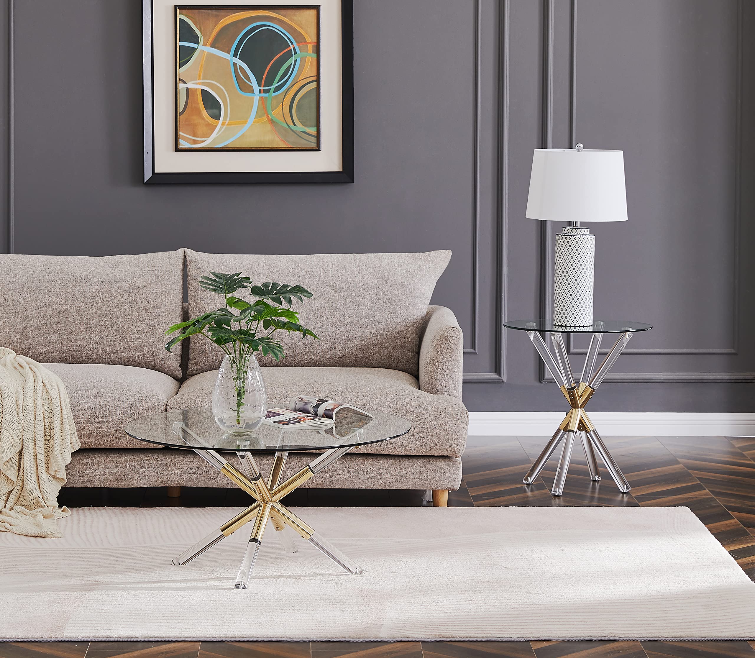 Best Master Furniture Dalton Glass End Table - Modern Accent Table for Living Room, Bedroom & Office - Stylish & Durable Side Table for Home Decor