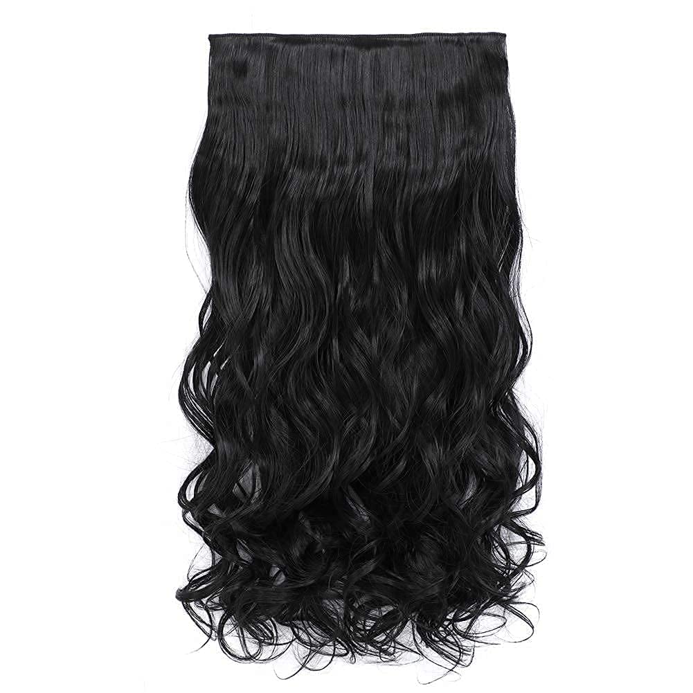 Pelo Curly 5 Clip-In Human Hair Extensions for Women & Girls - Black | Natural Looking Volume & Length | Perfect for Parties, Weddings & Daily Styling