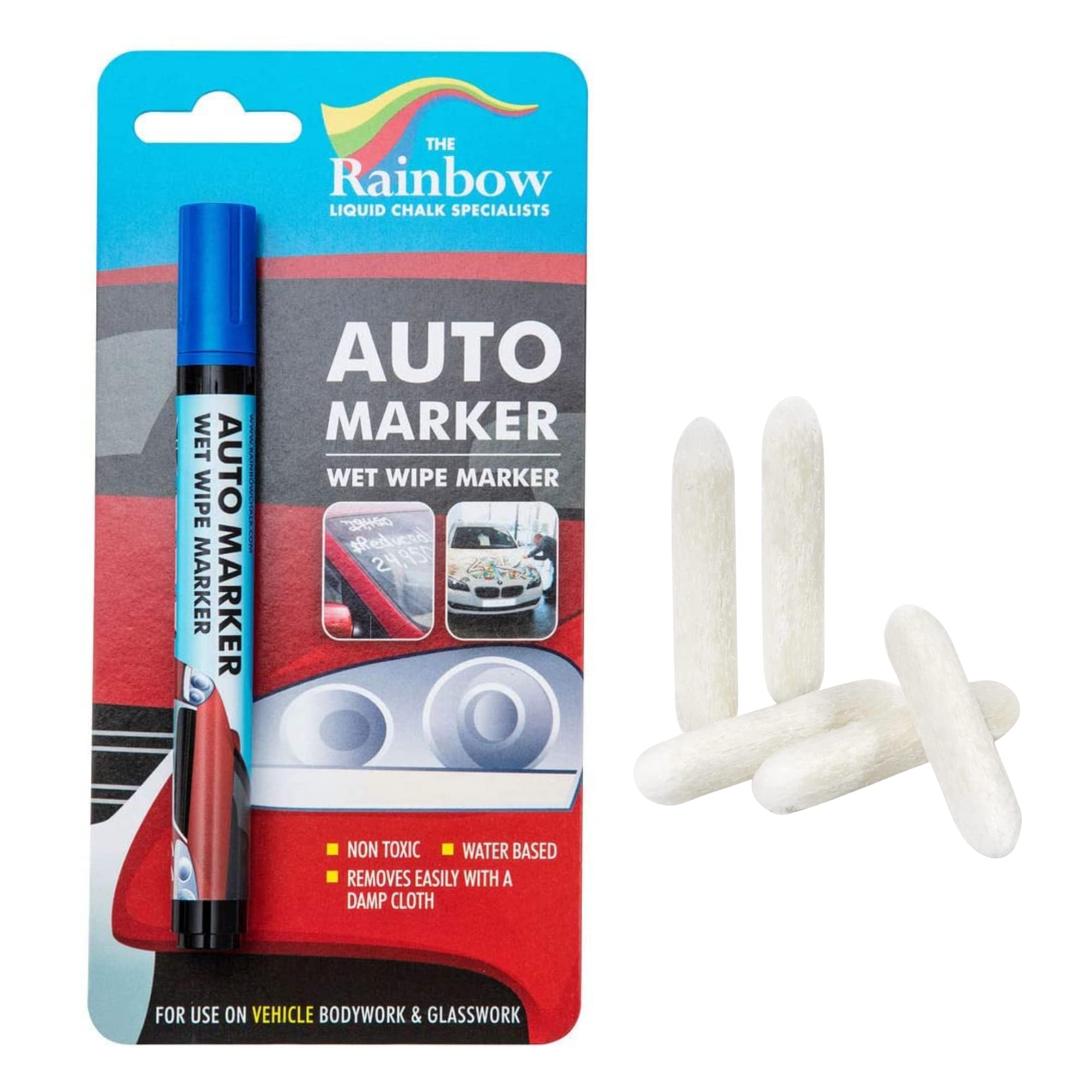 5-Pack Blue Car Marker Pens - 5mm Fine Tip Auto Writing Pen for Windows, Glass, Tires & All Surfaces | Wet Erase Removable Markers for Motorcycles, Trucks & Bicycles | Perfect for Vehicle Maintenance, DIY Projects & Roadside Marking