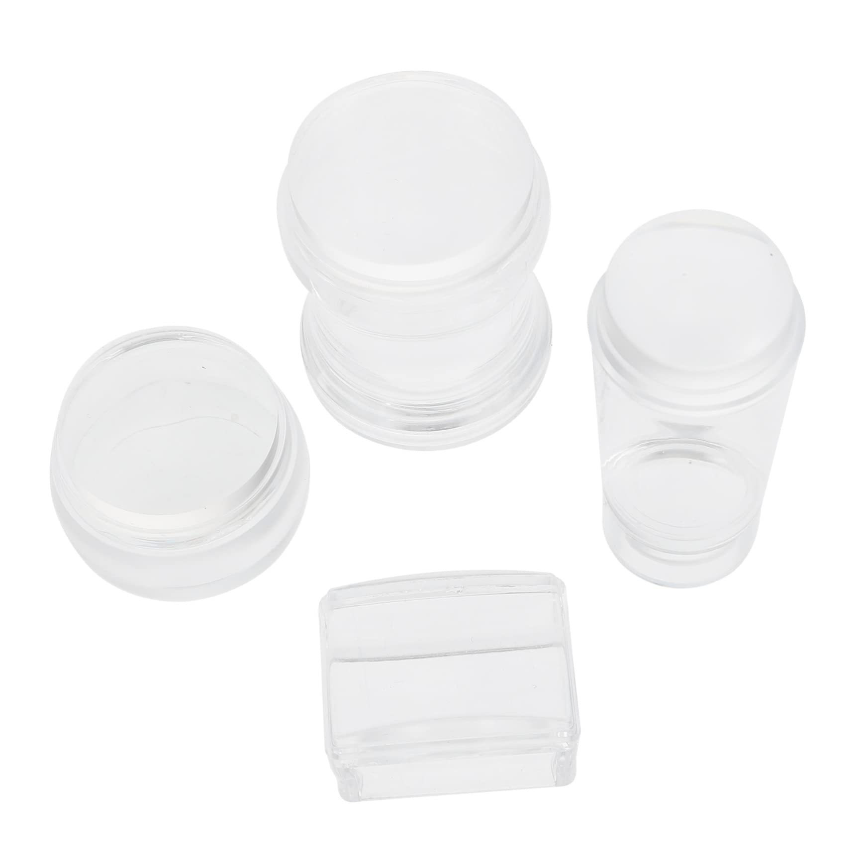 FRCOLOR 4 Sets Clear Jelly Nail Stamp Kit - Nail Art Stamper, Seal, Scraper & DIY Manicure Tools for Professional Nail Printing & Polish Application - Perfect for Home, Salon & Party Nail Designs