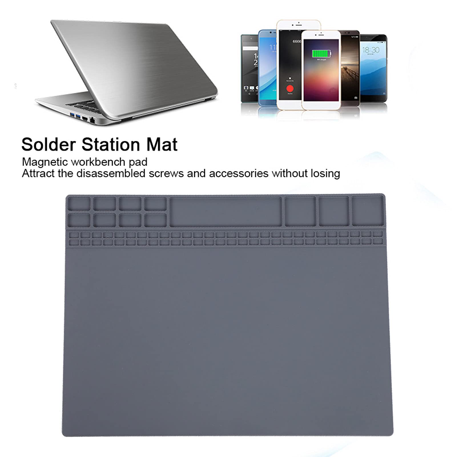Heat Resistant Repair Pad - Non-Slip Soldering Mat for Electronics, Computers & Phones - Durable Desk Mat for Solder Station (Grey) - Perfect for DIY Repairs, Tech Work & Crafting Projects