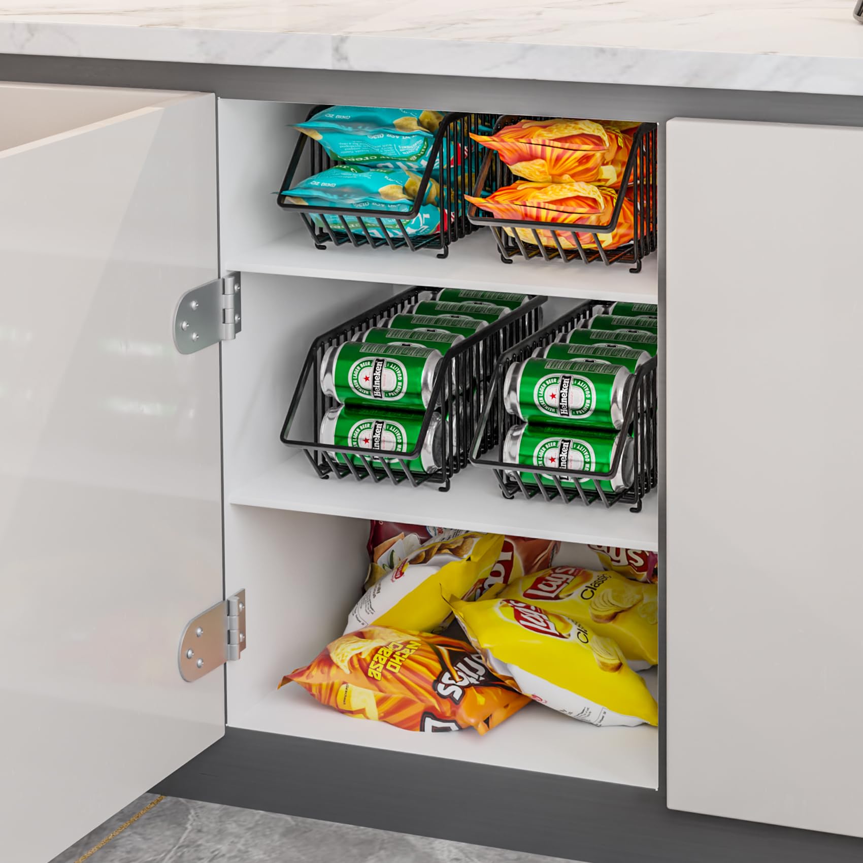 4-Pack Stackable Soda Can Organizer - Space-Saving Pantry Storage for Cans, Soup, Pet Food | Perfect for Kitchen, Pantry & Garage Organization
