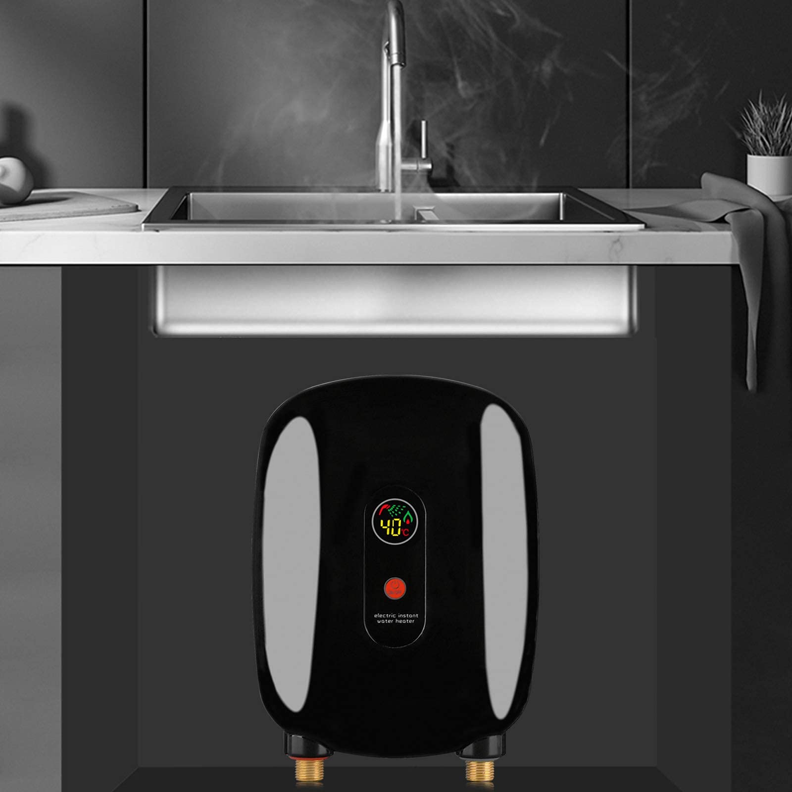 110V 3000W Instant Electric Tankless Water Heater with Digital Display & Overheating Protection - Perfect for Kitchen, Bathroom, RV & Camping Use