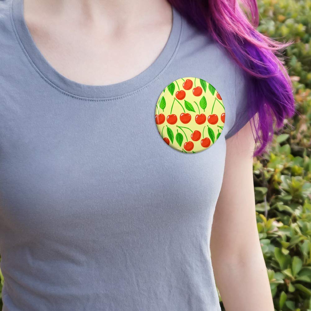 Cute Cherry Pattern Sketchy Pinback Button Pin - Fun & Stylish Accessories for Backpacks, Jackets, and DIY Crafts