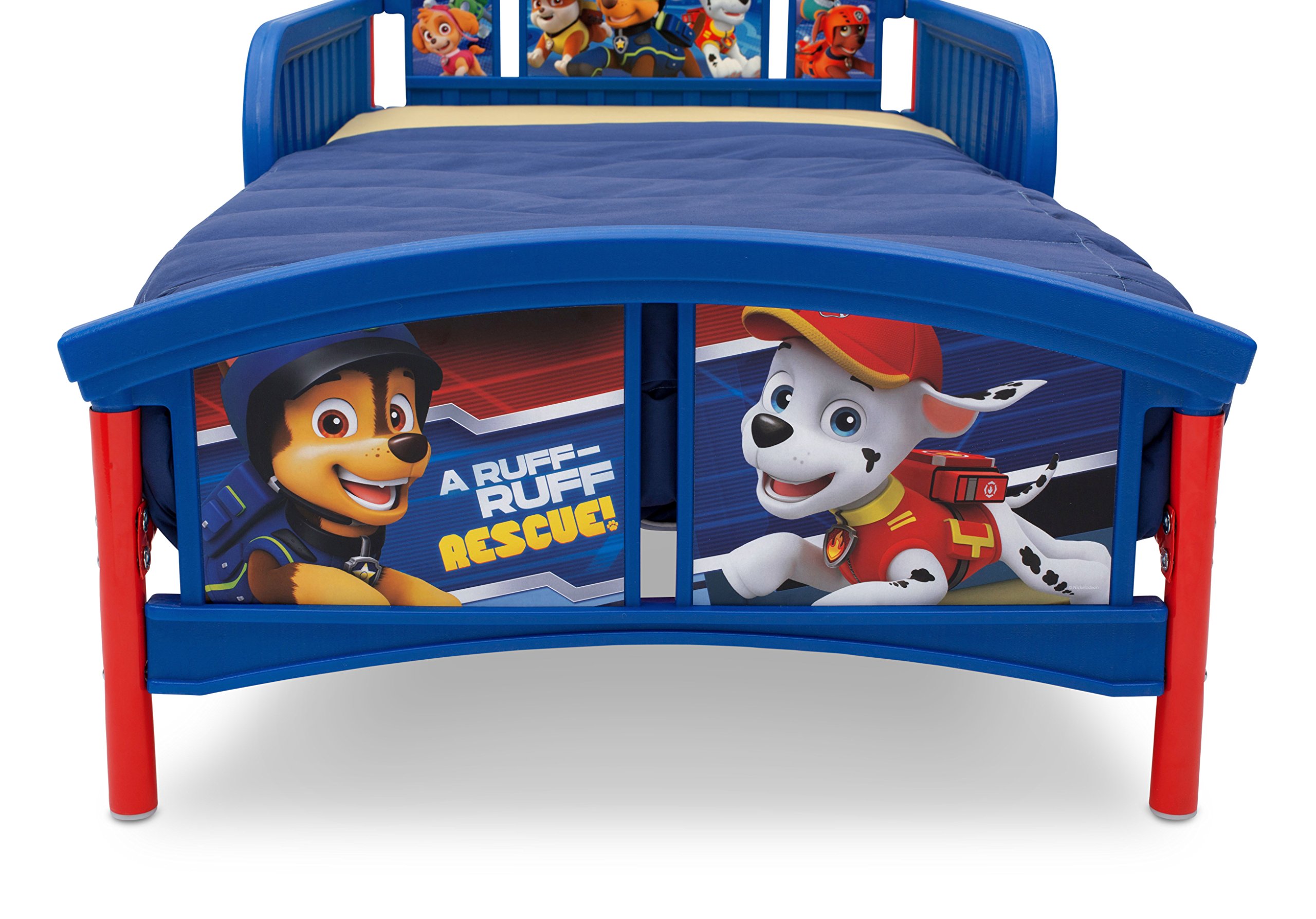 Delta Children Plastic Toddler Bed with Nick Jr. PAW Patrol Twinkle Galaxy Dual-Sided Mattress - Recycled Fiber Core Toddler Bed Set for Kids | Perfect for Nursery, Daycare & Sleepovers