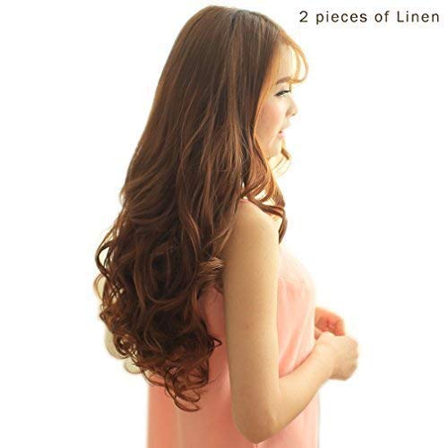 INAAYA Synthetic Curly Hair Extensions for Women - Golden Brown Clip-in Hairpieces for Parties, Weddings & Special Occasions | Heat-Resistant & Natural-Looking