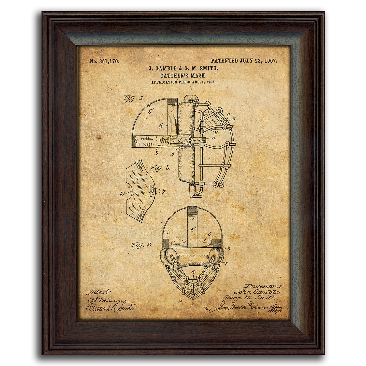 4-Piece Framed Modern Baseball Patent Art Set - 14