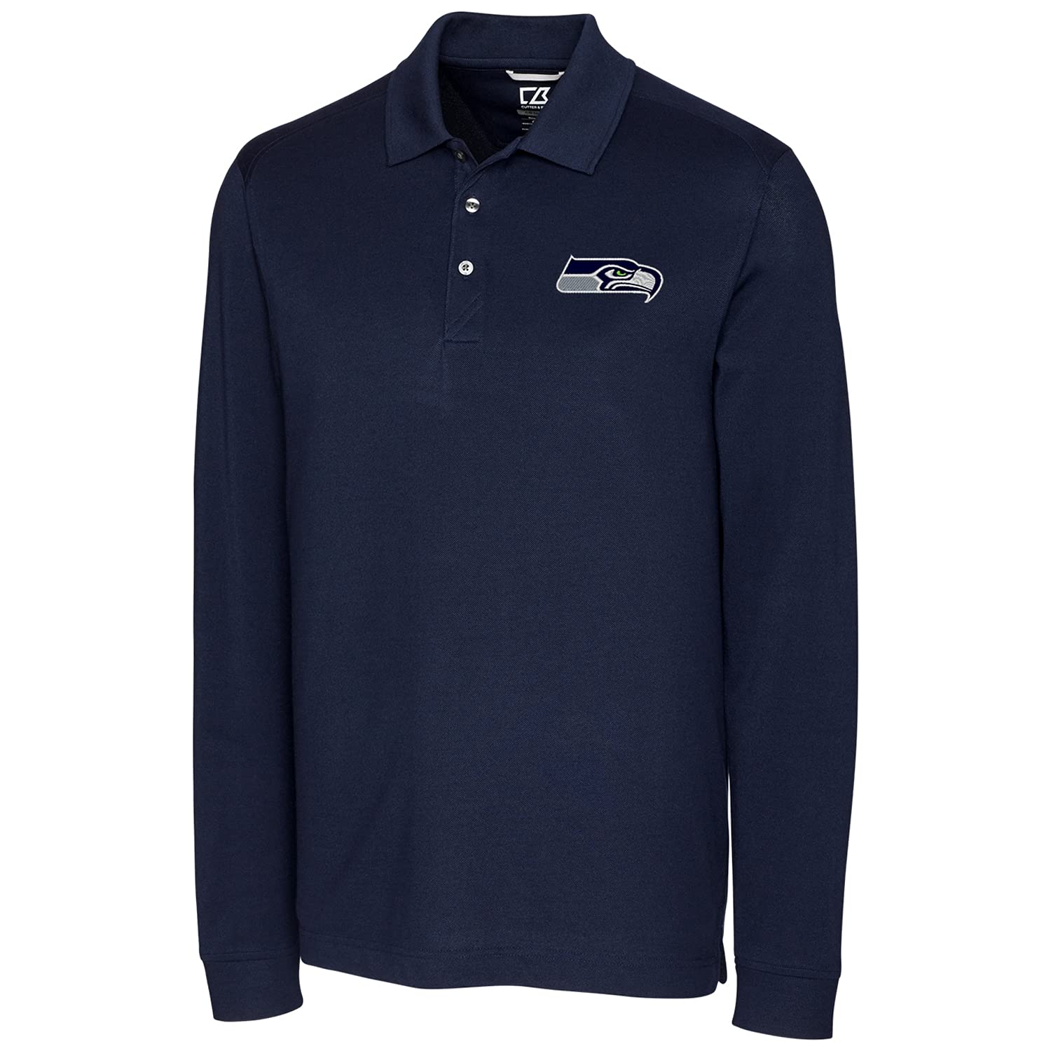 Cutter & Buck Men's College Navy Seattle Seahawks Big & Tall Team Advantage Long Sleeve Polo Shirt - Perfect for Game Day, Casual Wear & Fan Apparel