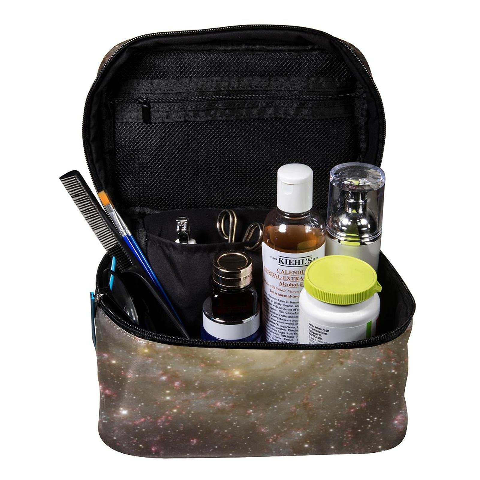 Spiral Galaxy Starry Universe Travel Makeup Bag - Large Cosmetic Organizer with Zipper for Women & Girls | Perfect for Travel, Gym & Daily Essentials Storage