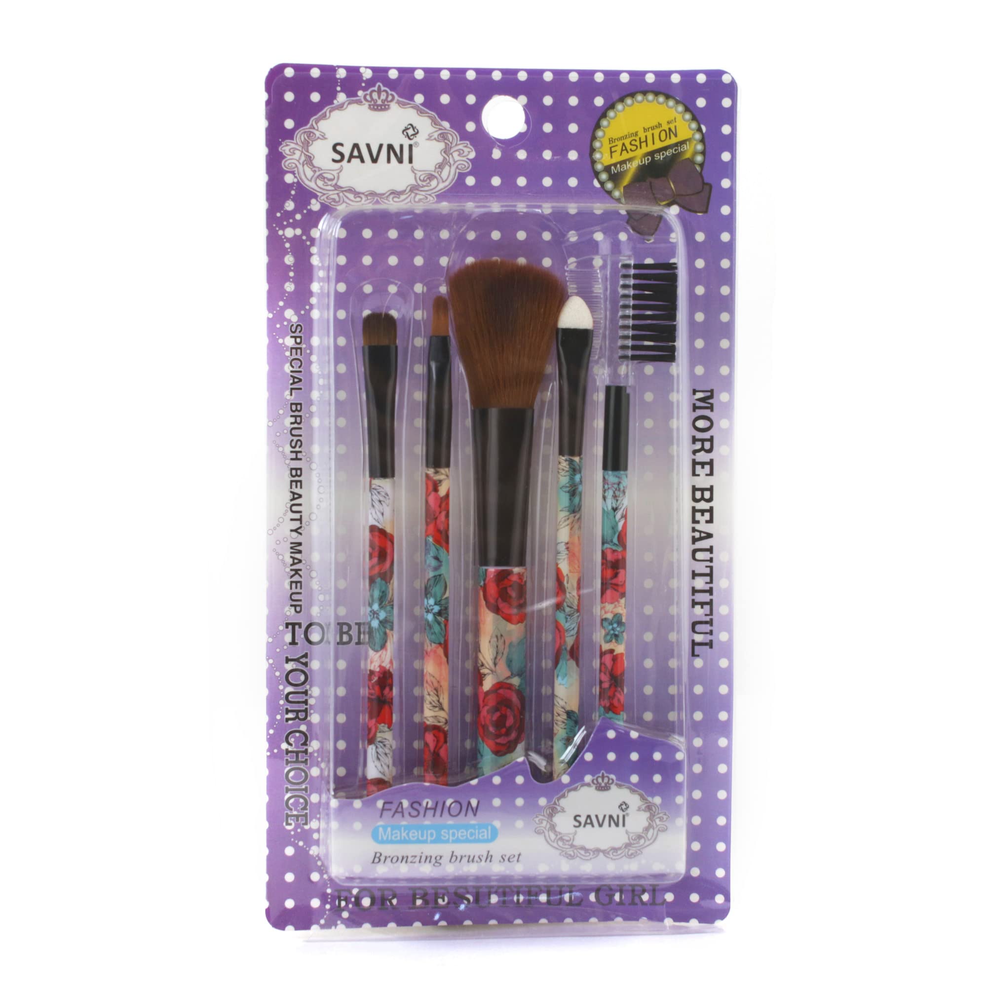 Premium Synthetic Makeup Brush Set - 5 Piece Professional Cosmetic Brushes with Travel Case (Black) | Perfect for Makeup Artists, Beginners & On-the-Go Beauty Touchups