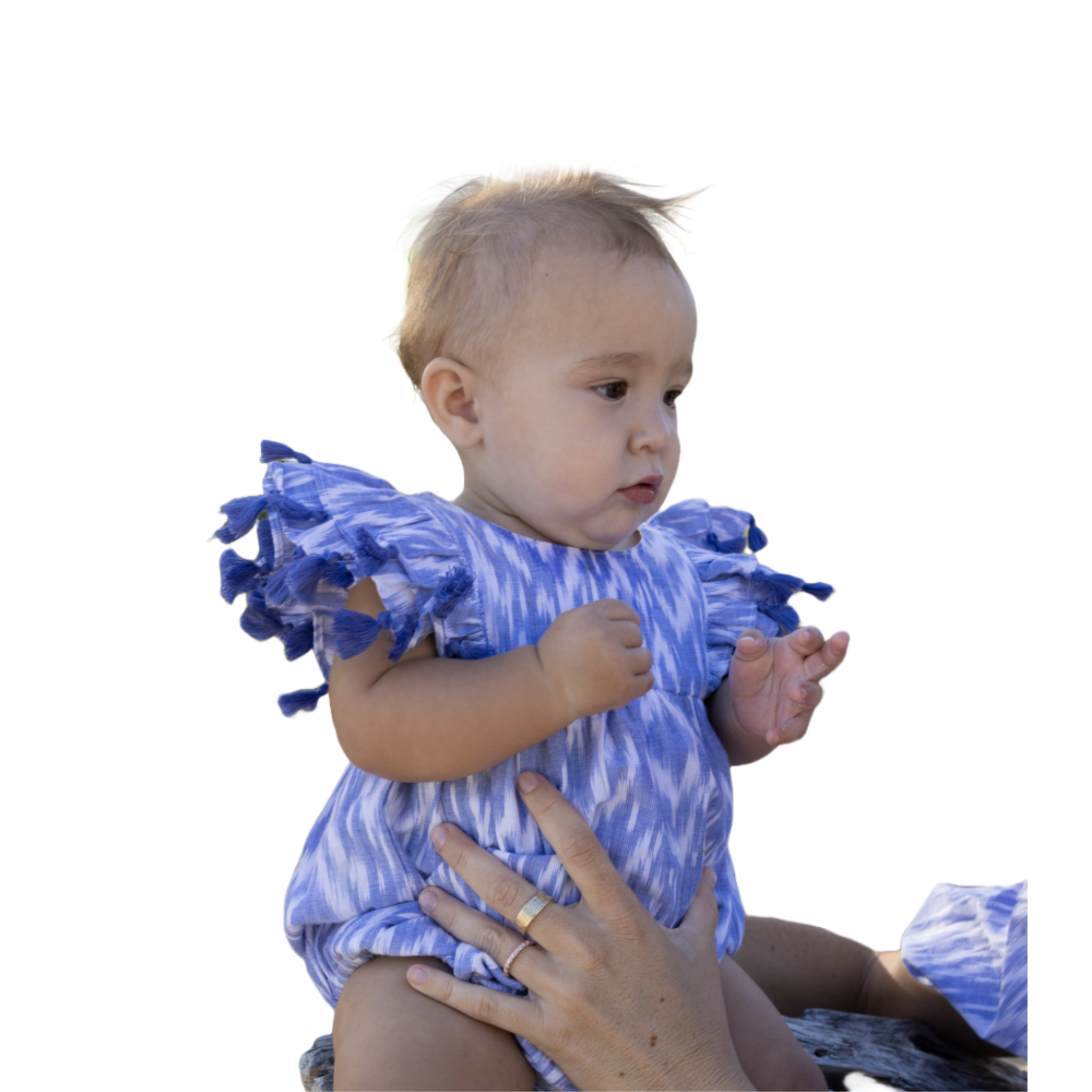 Anna Baby Romper - Soft Cotton Blue Ikat Print Outfit for Infants & Toddlers - Perfect for Playtime, Photos & Special Occasions