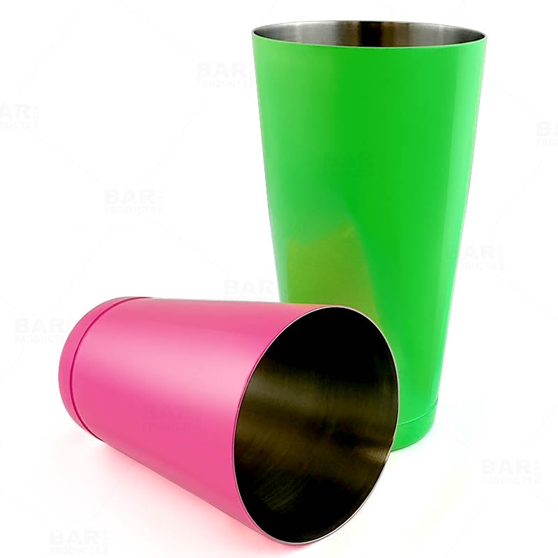 BarConic® Professional Cocktail Shaker Set - 28oz & 18oz Weighted Stainless Steel Tins with Leak-Proof Lid - Neon Green & Pink for Bartenders, Home Mixology - Perfect for Parties, Bars & Cocktail Making