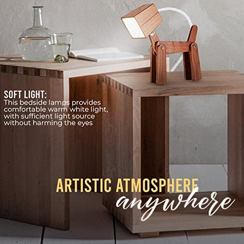 Adjustable Wooden Dog Table Lamp - Dimmable Touch Control, Warm White Light for Kids Room, Bedroom, Study & Office | Unique Animal Night Light, Portable Cute Desk Lamp (Walnut) - Perfect for Reading, Decor & Cozy Ambiance