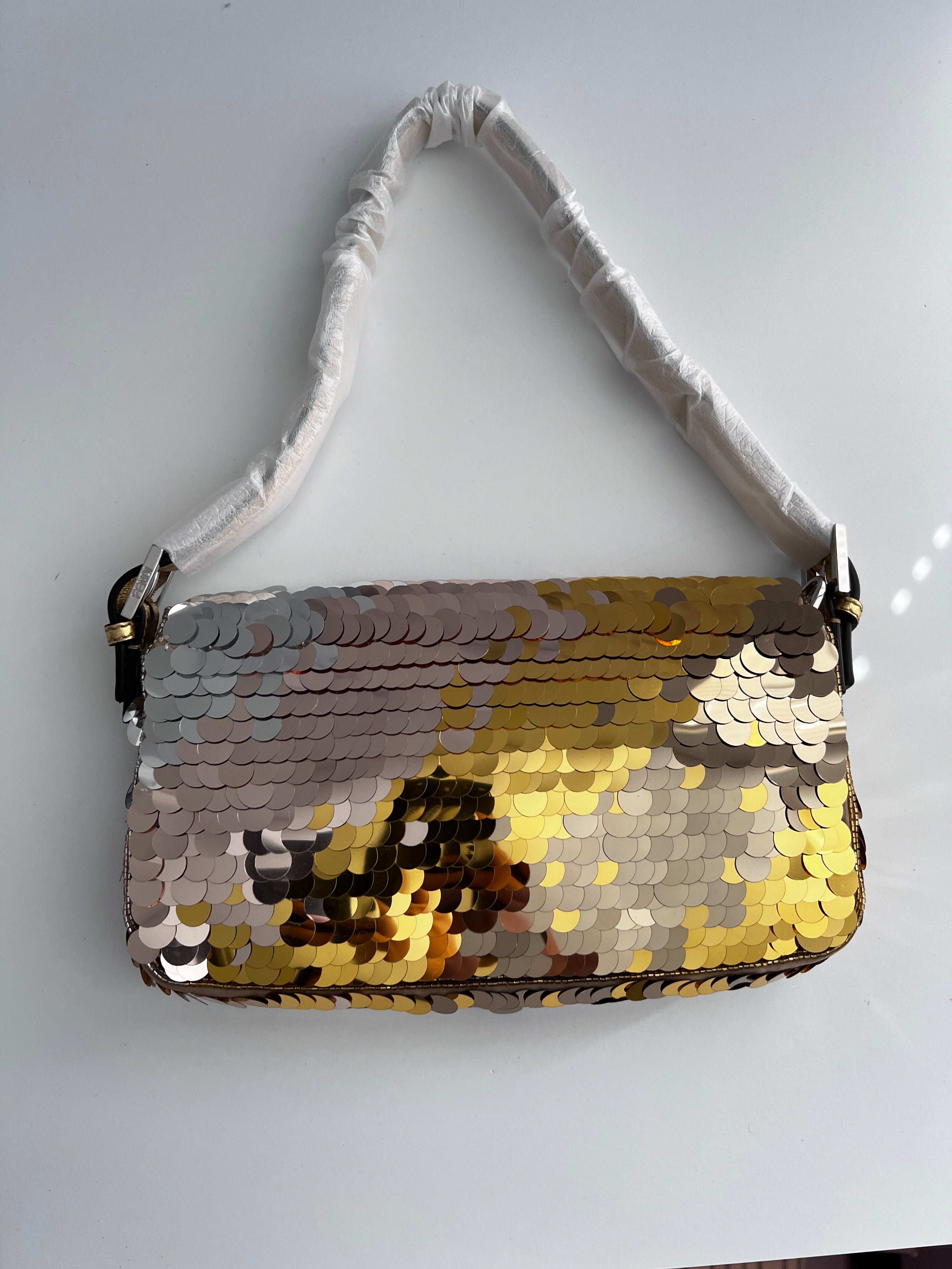 Fendi 1997 Baguette Bag with Sequin Paillettes - Luxury Shoulder Bag for Women, Perfect for Evening Parties & Special Occasions