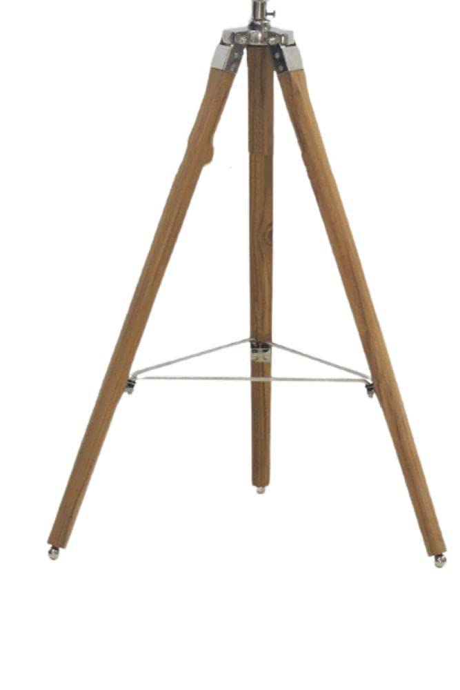 NauticalMart Natural Wood Tripod Stand for Small Searchlight - Adjustable Height Camera & Spotlight Holder for Outdoor Photography, Camping, and Home Decor