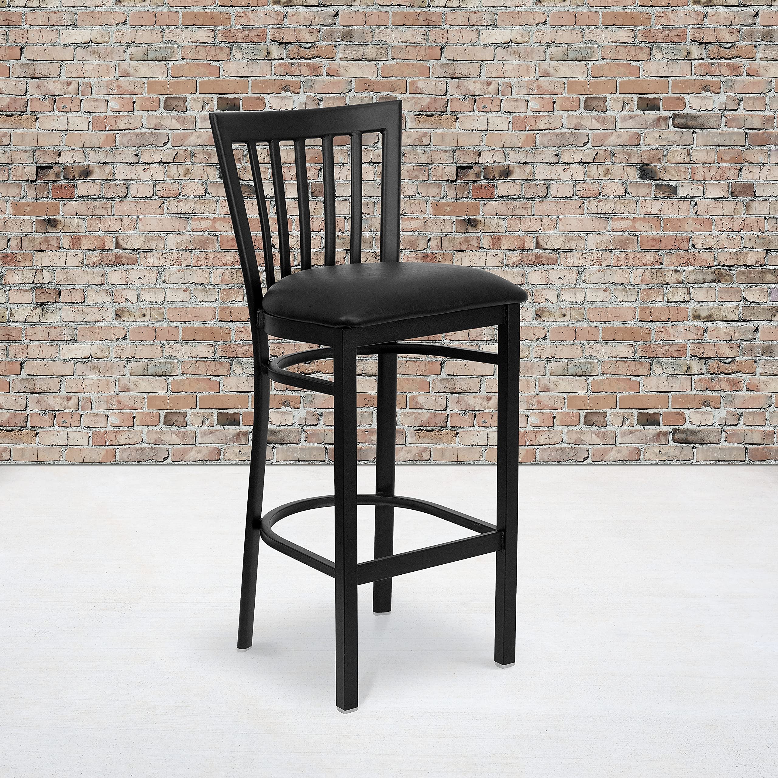 Flash Furniture HERCULES Series Black Metal Bar Stool with Vinyl Seat - Commercial Grade Restaurant & School House Stool for Kitchen, Bar, and Dining Areas