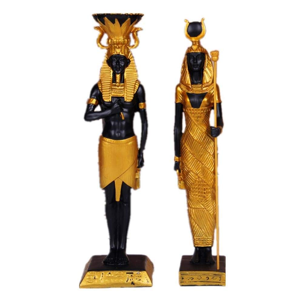 Egyptian Pharaoh Statue Set - 2Pcs Handcrafted Resin Cleopatra & Pharaoh Sculptures for Home Decor, Office Display, Gift & Ancient Egypt Theme Party Decorations