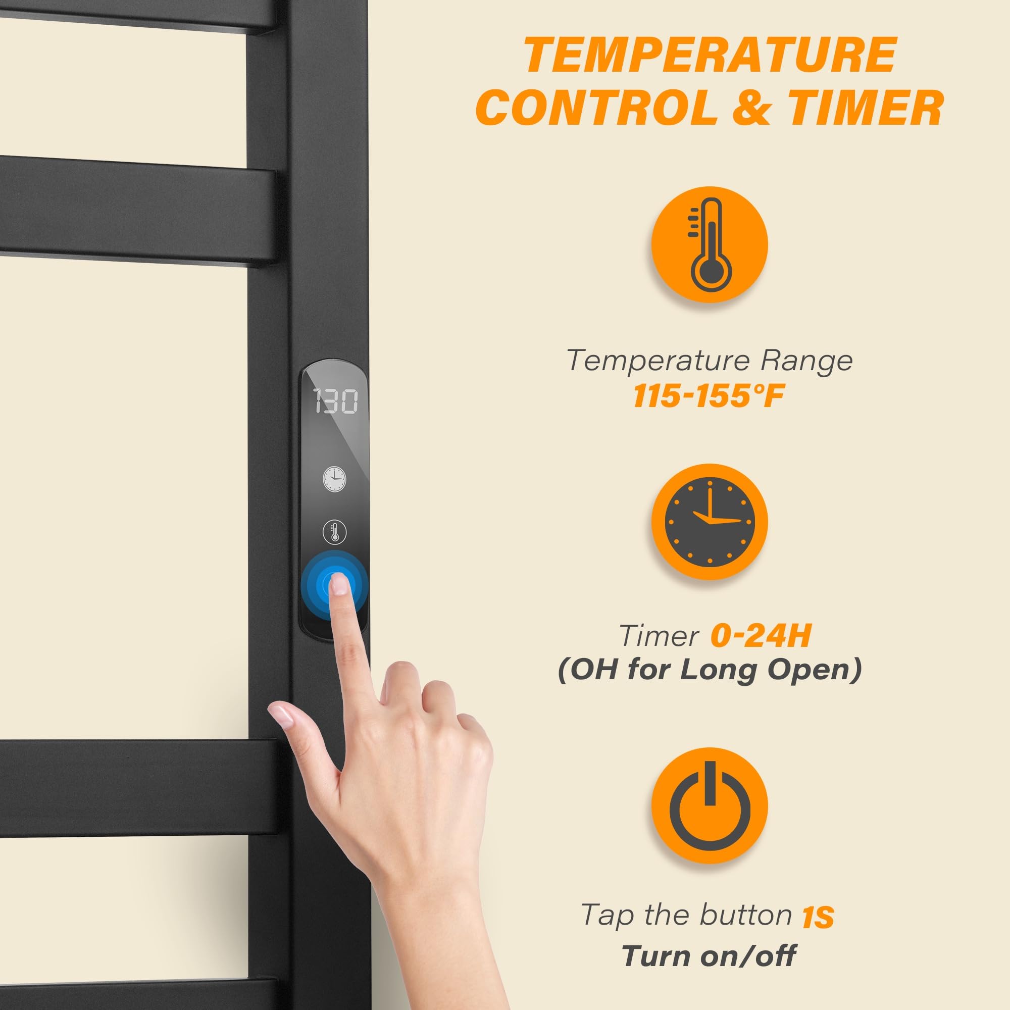 Premium Electric Towel Warmer - Wall Mounted 8-Bar Heated Towel Rack with Timer & Temperature Control (304 Stainless Steel) - Perfect for Bathroom, Spa, and Luxury Home Use