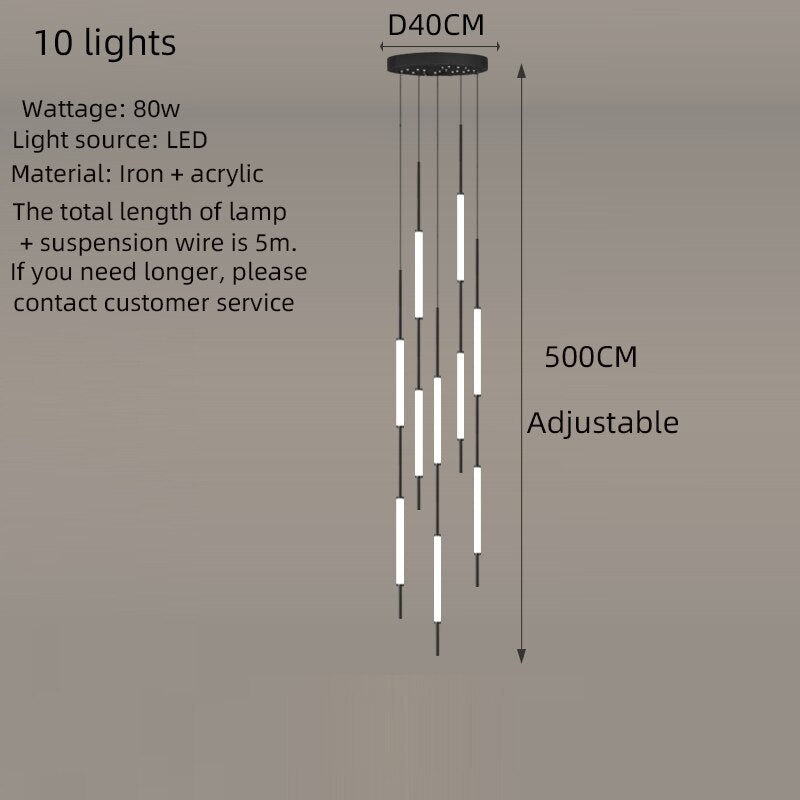 Elegant Long Tube Chandelier Lighting Fixture - Modern Crystal Ceiling Light for Dining Room, Living Room & Bedroom | Perfect for Home Decor & Interior Design