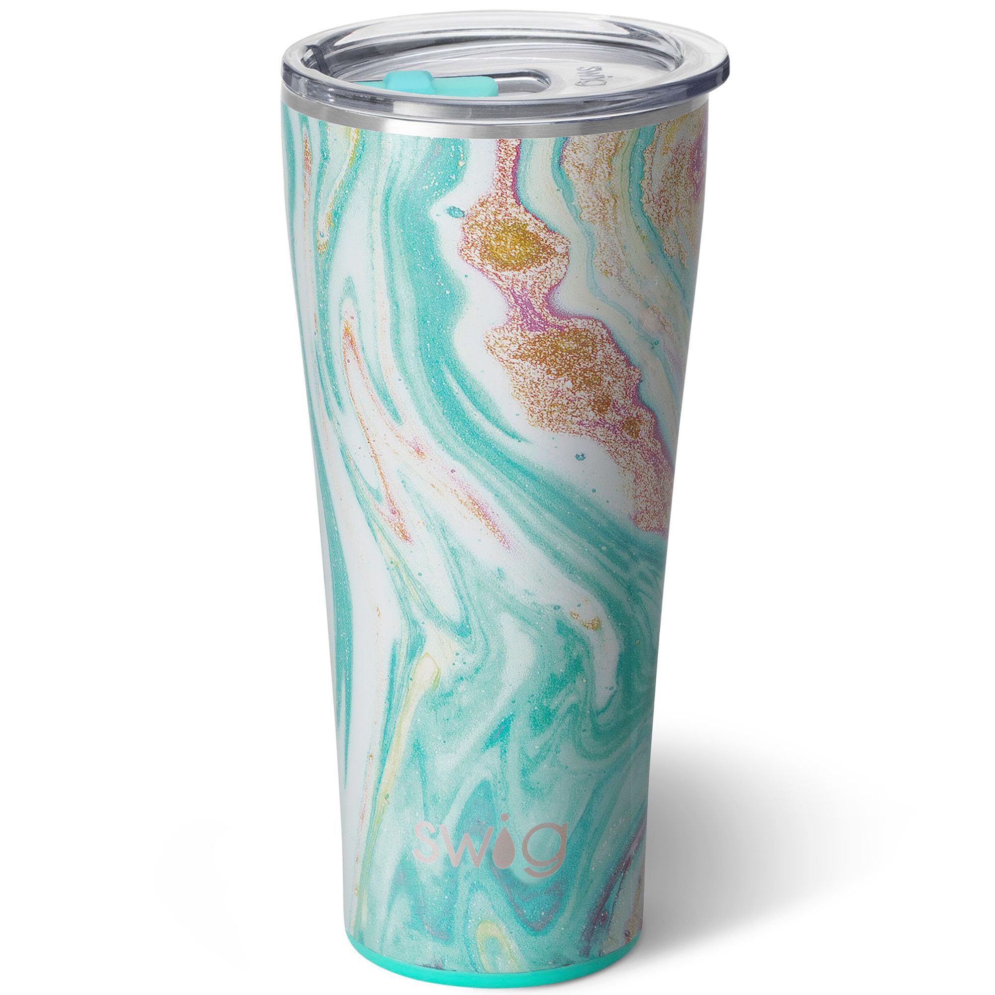 Swig Life 32oz Insulated Stainless Steel Tumbler with Lid - Leakproof Travel Coffee Mug, Cup Holder Friendly, Double Wall Vacuum Thermos for Hot & Cold Drinks - Perfect for Commuting, Camping, Office & Outdoor Activities (Wanderlust Design)
