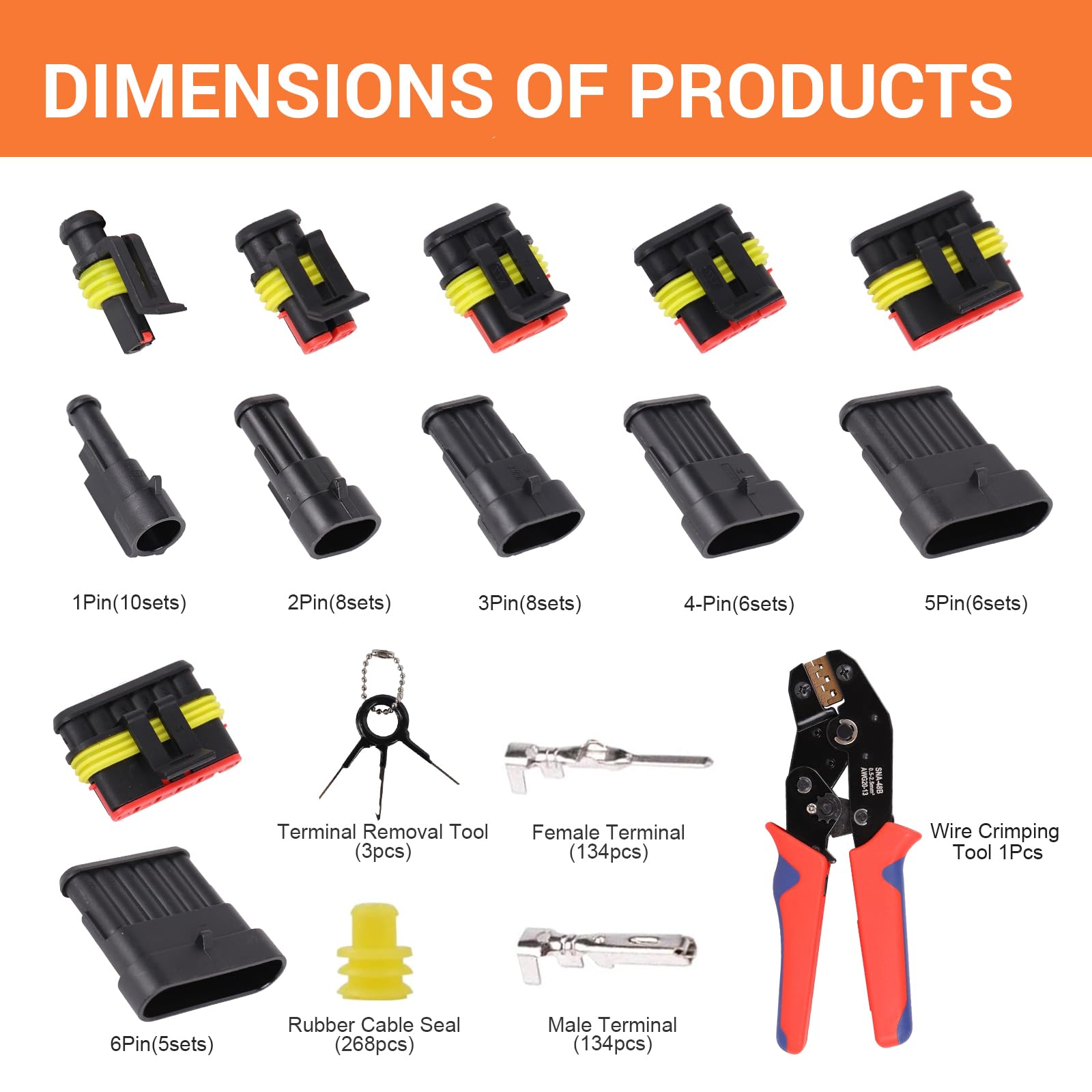 Professional Ratcheting Crimping Tool Kit with 709PCS Waterproof Automotive Wire Connectors (1/2/3/4/5/6 Pin) - Complete Electrical Wiring Solution for Cars, Trucks, Boats & DIY Projects - Ideal for Automotive Repairs, Marine Wiring & Home Electrical Work