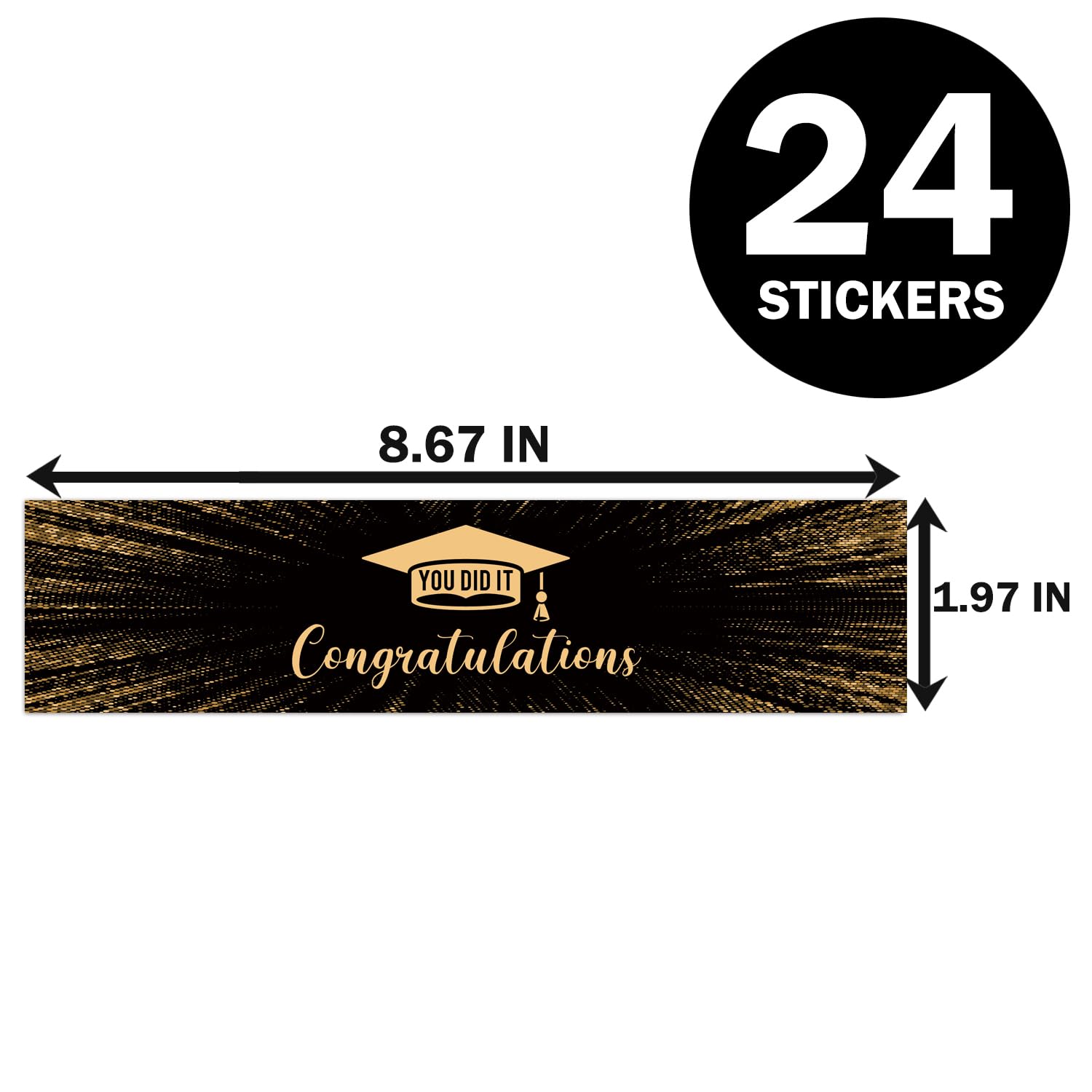 24 Graduation Water Bottle Labels - Congrats Grad Stickers for College Graduation Party Supplies - Perfect for Graduation Celebrations, School Events & DIY Party Decorations