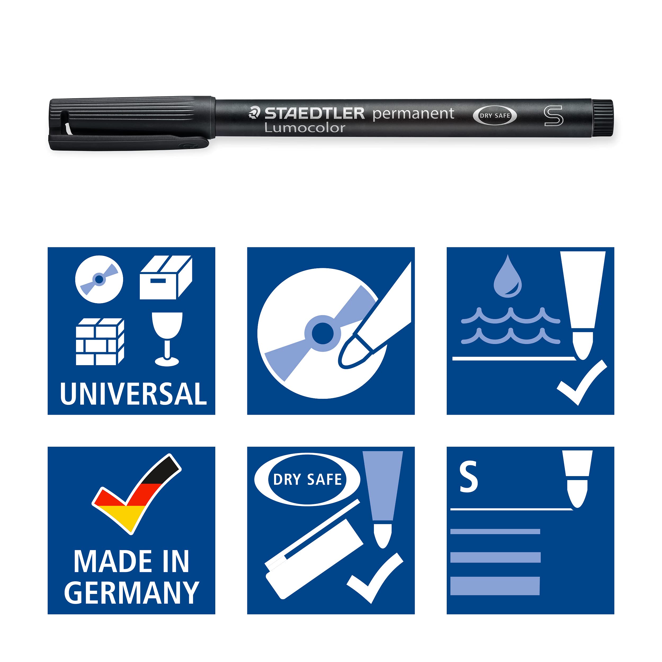 Staedtler Lumocolor Permanent Marker Pen - 0.4mm Fine Tip Refillable Black Ink (313-9) - Ideal for Office, School, Art Projects & Labeling