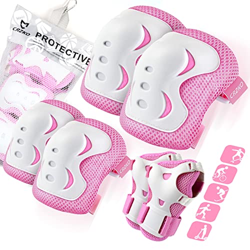 Kids Knee and Elbow Pads Set - Adjustable Protective Gear for Ages 3-15 Years - Perfect for Roller Skating, Skateboarding, Inline Skating & Scooter Riding