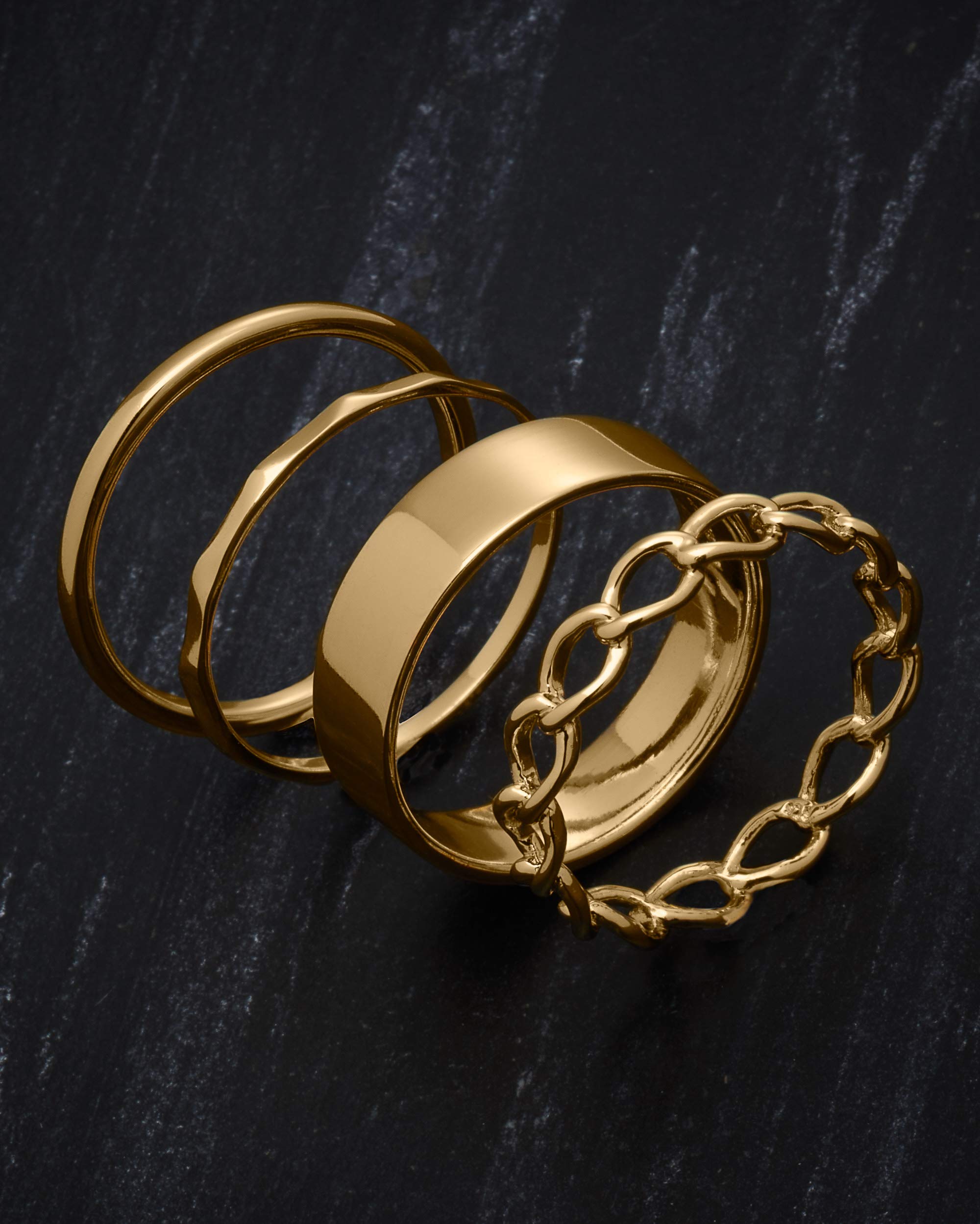Sterling Silver Rings for Women - Dainty Stackable Open Circle & Chain Gold Rings | Elegant Jewelry for Everyday Wear, Gifts & Special Occasions
