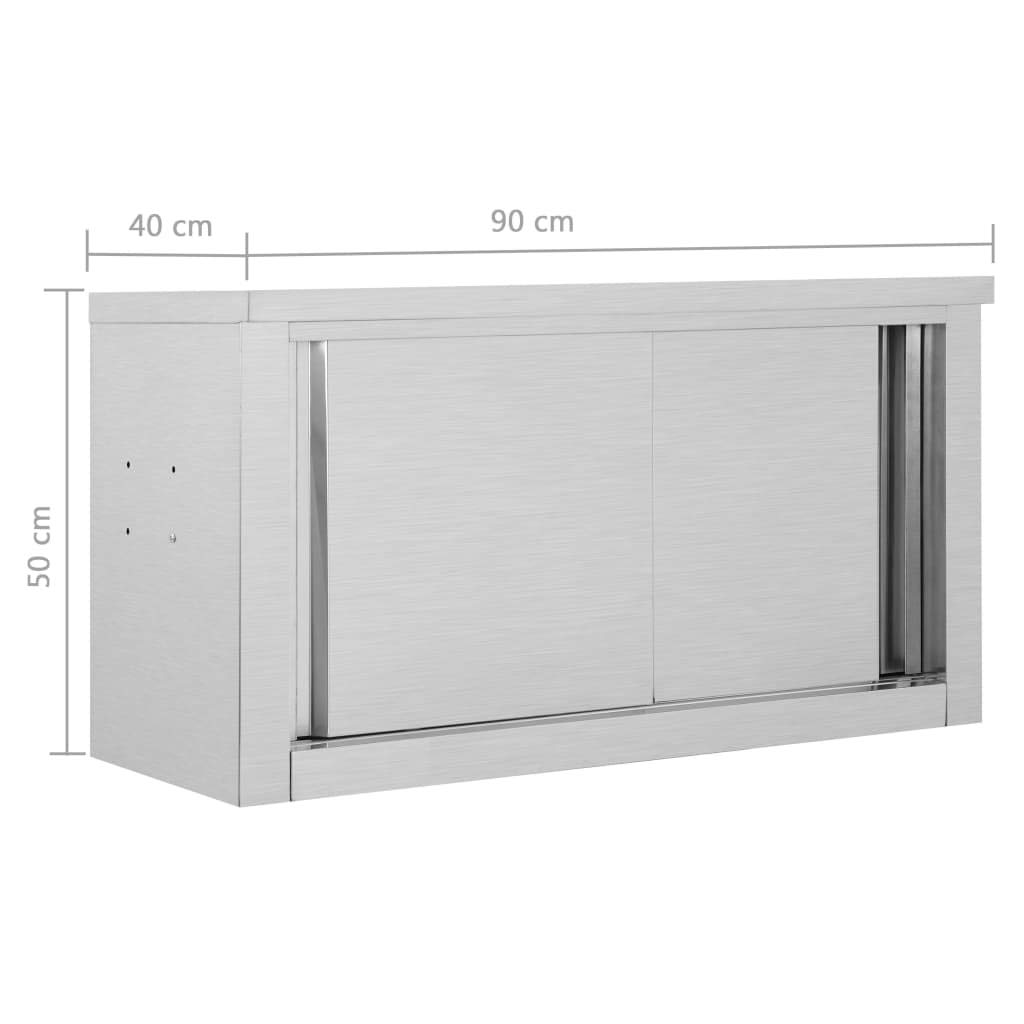 Stainless Steel Wall Cabinet with Sliding Doors - 35.4