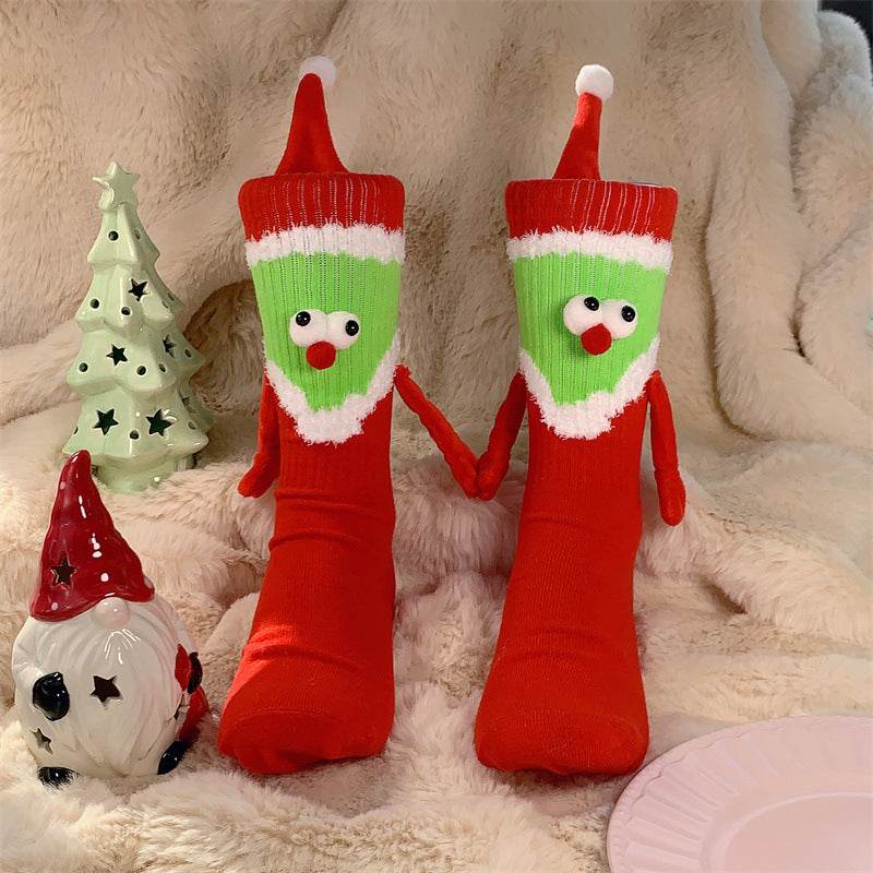 Hand In Hand Magnetic Grinch Socks - Christmas Couple Socks for Couples | Fun Holiday Gift for Couples, Best Friends & Family | Perfect for Christmas Parties, Matching Outfits & Cozy Winter Nights