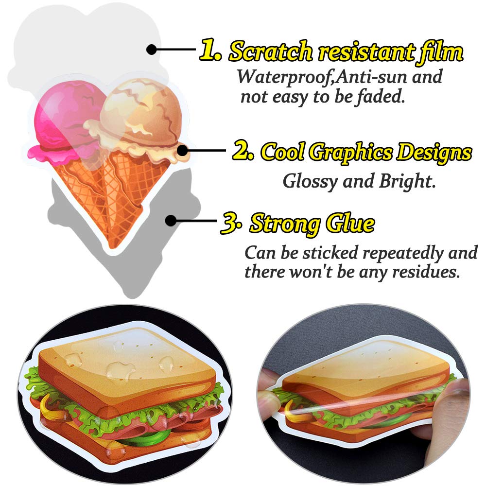 50Pcs Waterproof Vinyl Food Stickers for Water Bottles & Laptops - Cute Fast Food Themed Decals for Kids - Perfect for School Supplies, DIY Crafts & Personalizing Drinkware