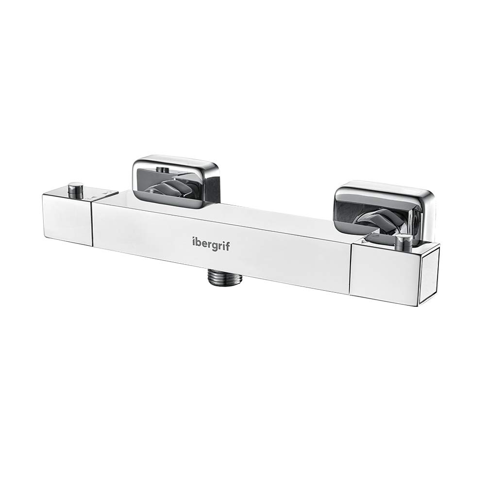 Square Thermostatic Shower Mixer Tap - Chrome Finish | Temperature Control Shower Valve for Bathroom | Perfect for Modern Homes & Spa-Like Showers