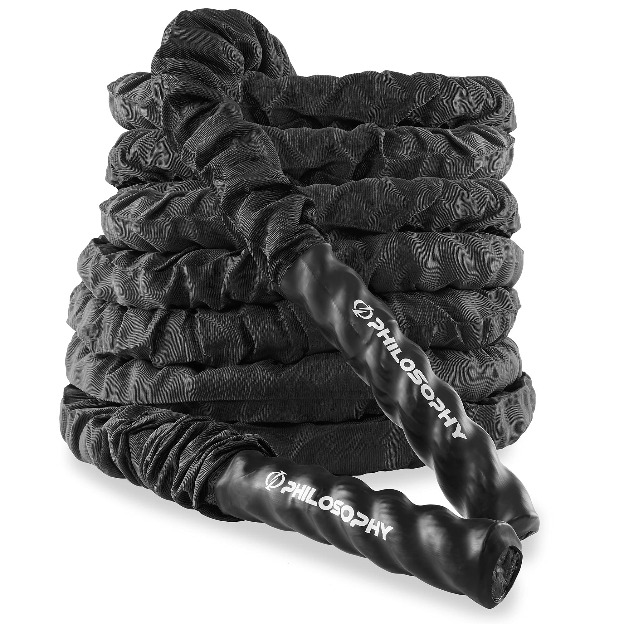 Best Battle Rope for Gym & Home Workouts - Heavy Duty Fitness Training Rope with Protective Cover & Anchor Kit - Ideal for Strength Conditioning, CrossFit & HIIT Exercises