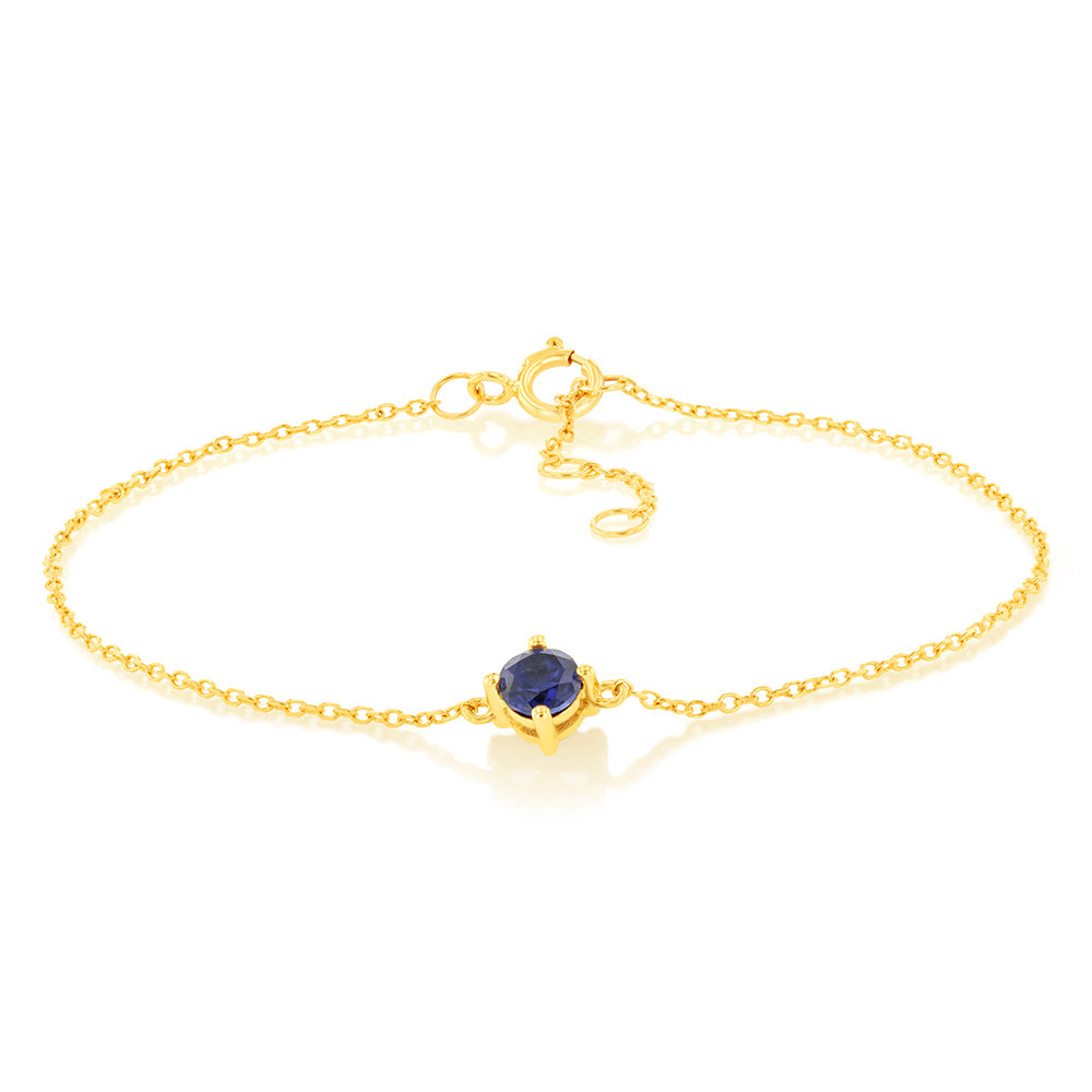 0.30 Carat Lab-Created Sapphire Adjustable Bracelet 17cm in 9K Yellow Gold | Elegant Jewelry Gift for Women, Perfect for Weddings & Special Occasions