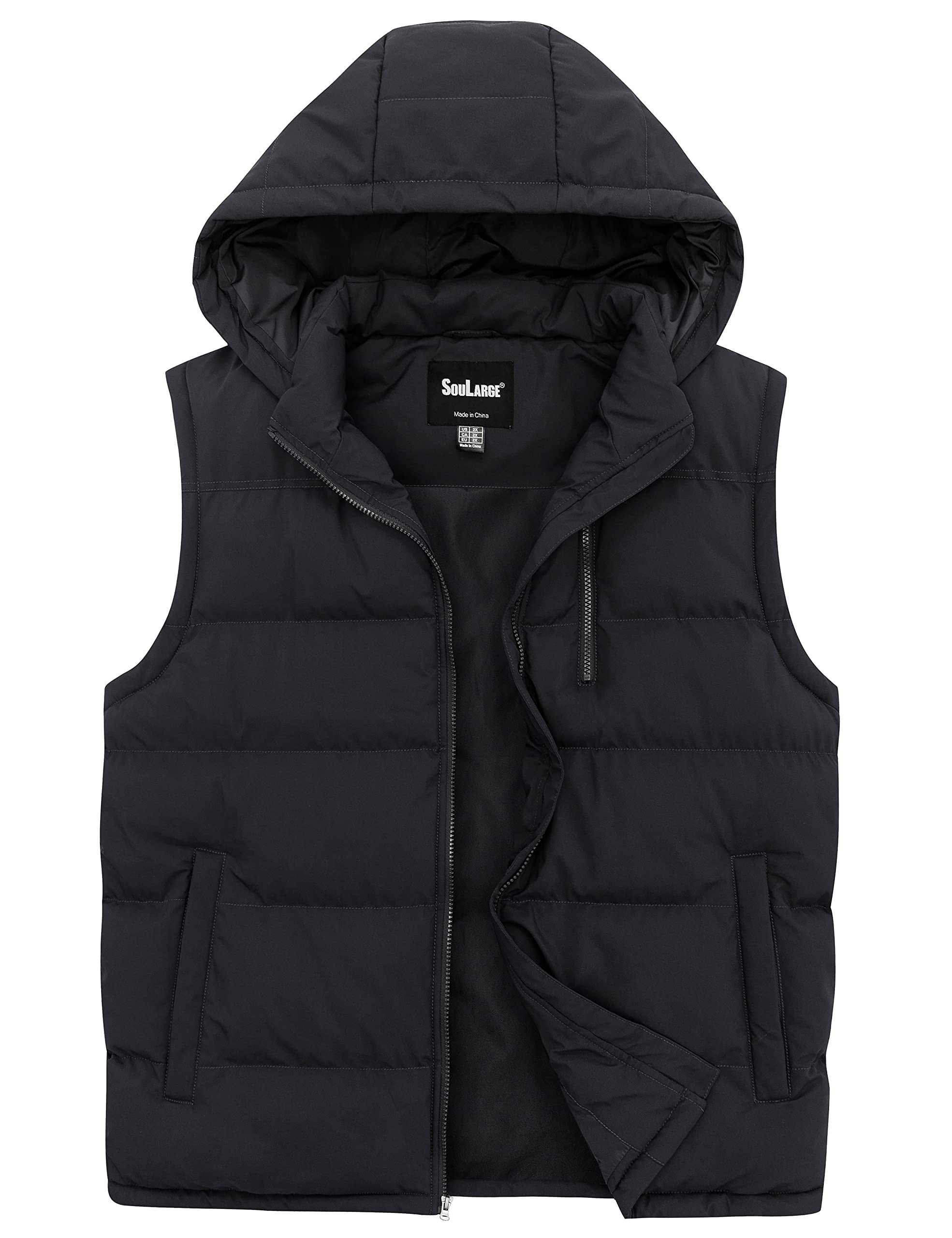 Soularge Men's Big and Tall Winter Puffer Vest - Warm Thick Utility Jacket for Outdoor Work, Hiking & Cold Weather Activities