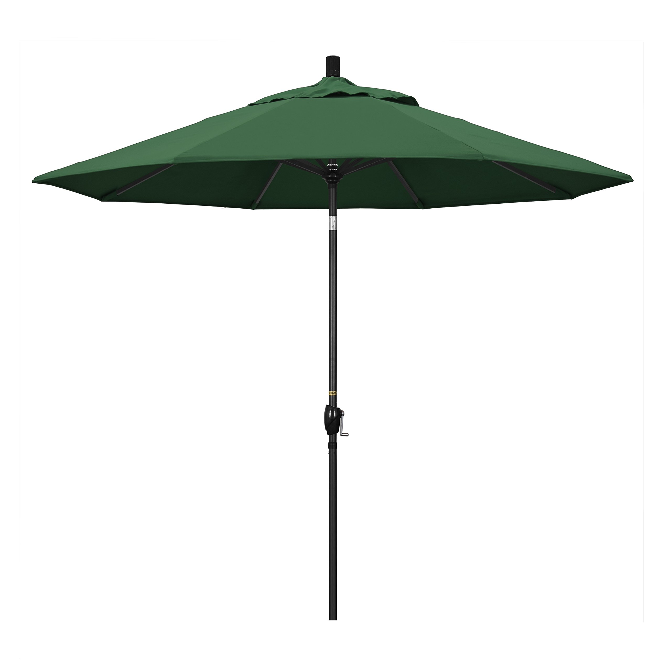 California Umbrella GSPT908302-F08 9-Foot Round Aluminum Patio Umbrella with Crank Lift & Push Button Tilt - Black Pole & Hunter Green Olefin Canopy - Perfect for Outdoor Dining, Poolside Lounging, and Backyard Shade