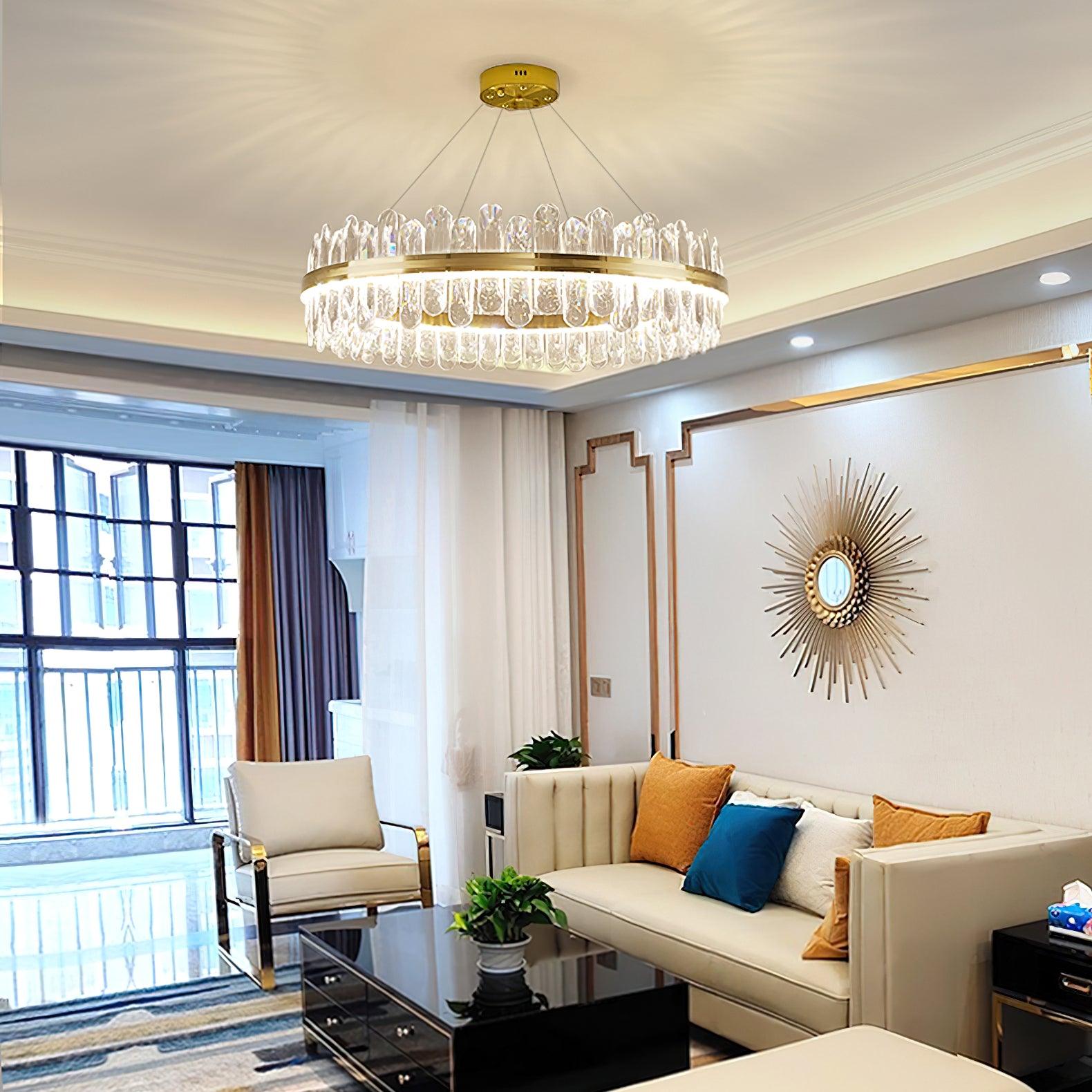 Enos Crystal Chandelier - Elegant Modern Ceiling Light Fixture for Dining Room, Living Room, Bedroom | Energy Efficient LED Lighting for Home Decor