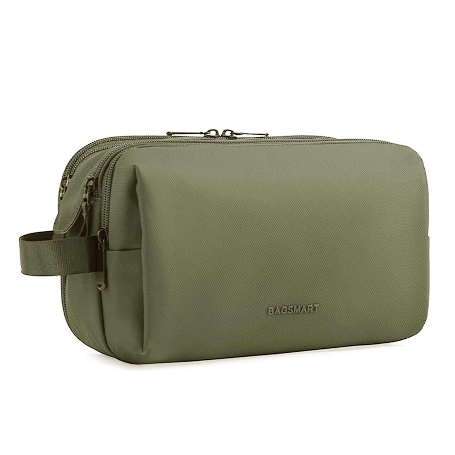 BAGSMART Water-Resistant Travel Toiletry Bag for Men - Shaving Dopp Kit Organizer with Multiple Pockets (Green, Medium) | Perfect for Gym, Camping & Business Trips