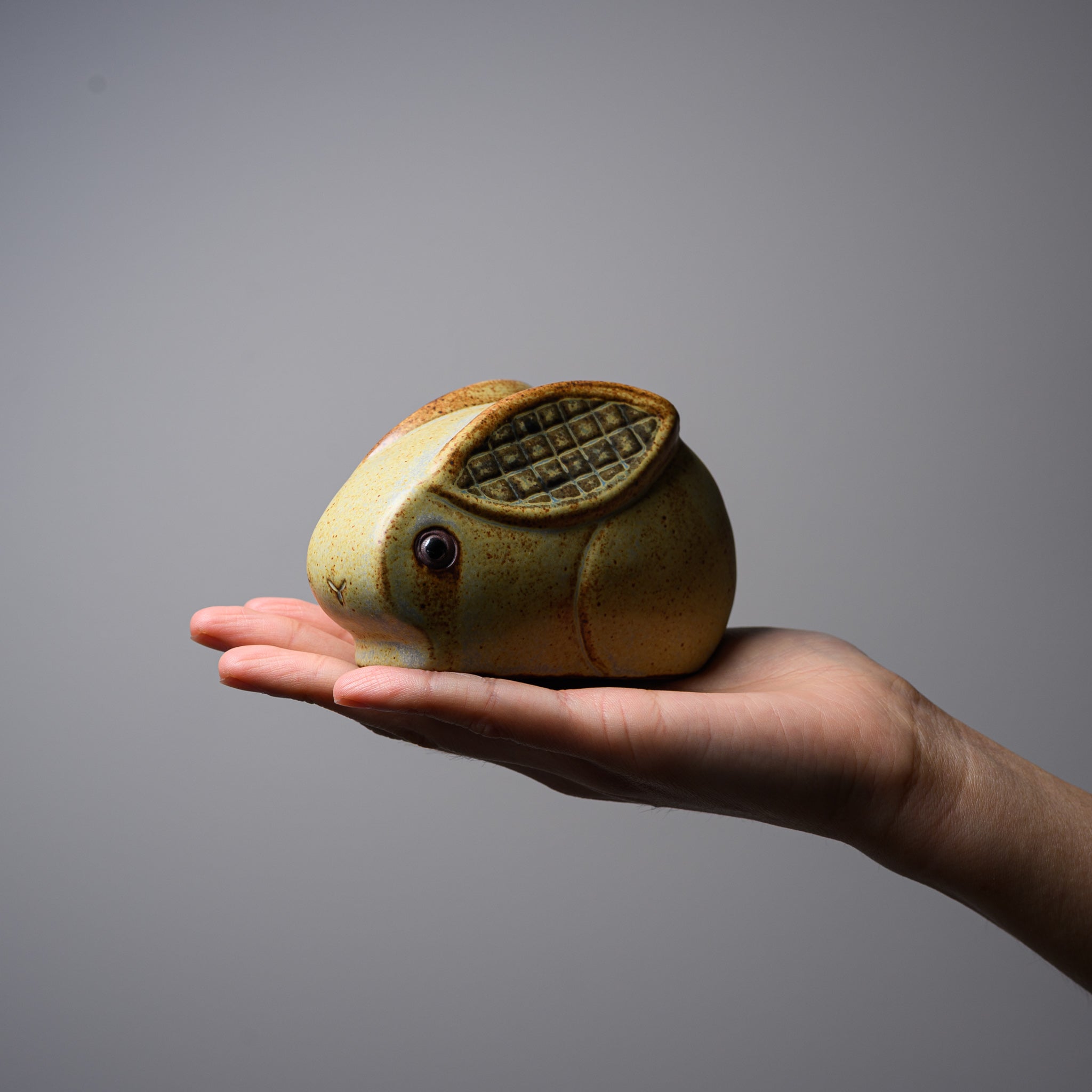 Seto Ware KASHIWA Japanese Ceramic Animal Ornament - Handcrafted Rabbit Figurine, Traditional Aesthetic Home Decor for Living Room, Shelf Display, or Gift Giving
