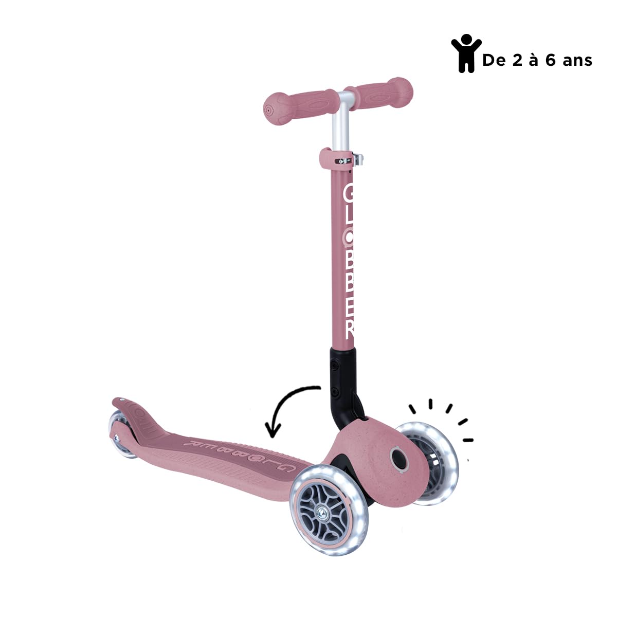 Globber Junior Foldable Light-Up Eco Scooter - Unisex Youth Kick Scooter for Kids | Perfect for Commuting, School & Outdoor Fun